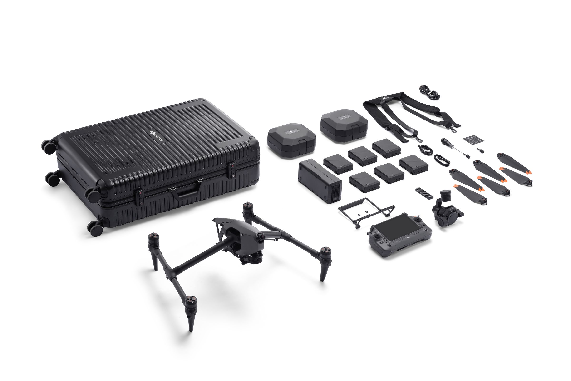 DJI’s $16,499 Inspire 3 combo comes with everything you see here, “and more.”