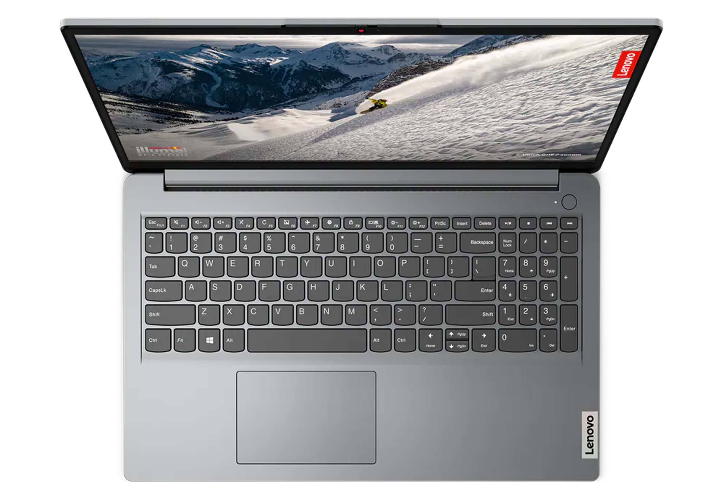 The IdeaPad 1 open, seen from above on a white background.