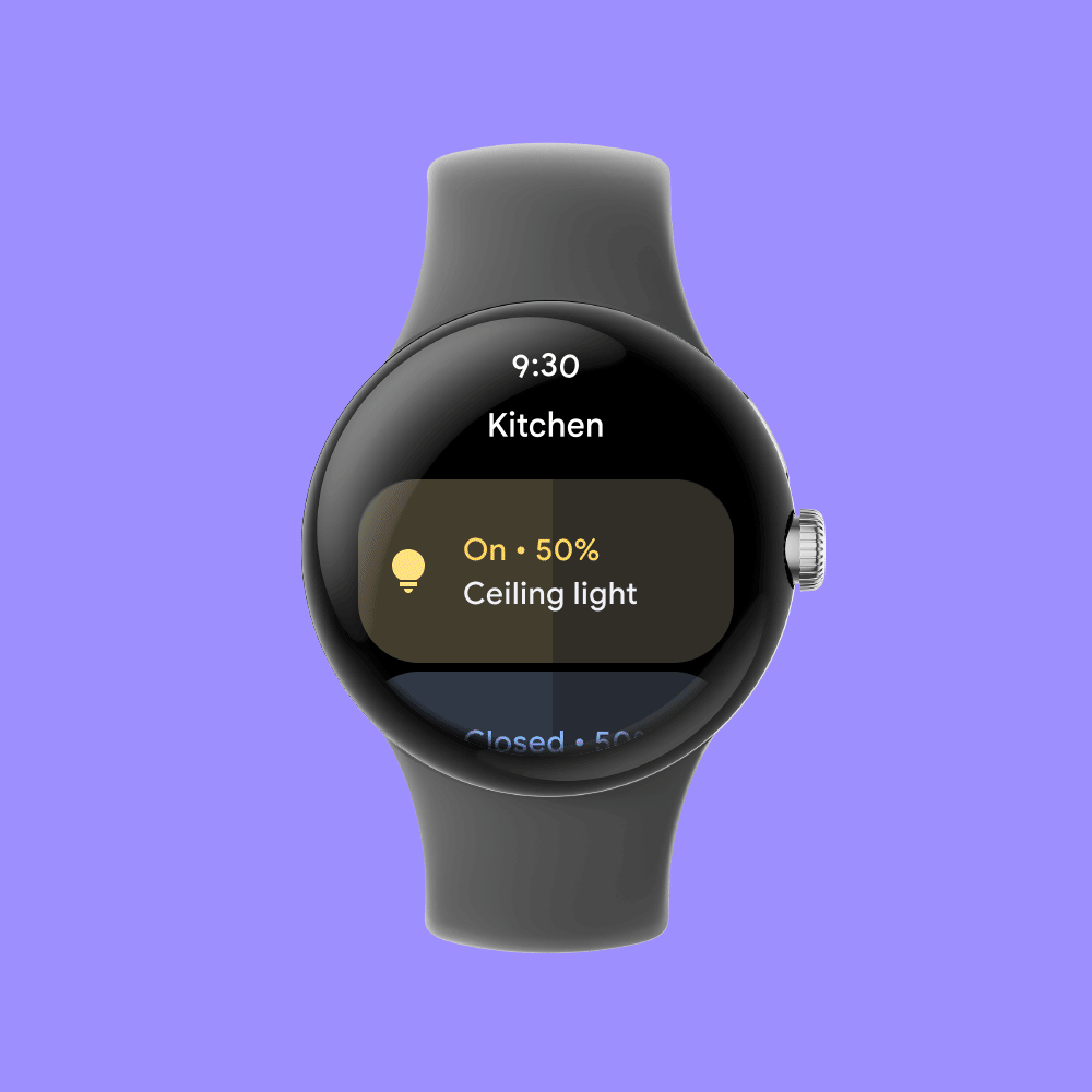 GIF της εφαρμογής Google Home στο Pixel Watch