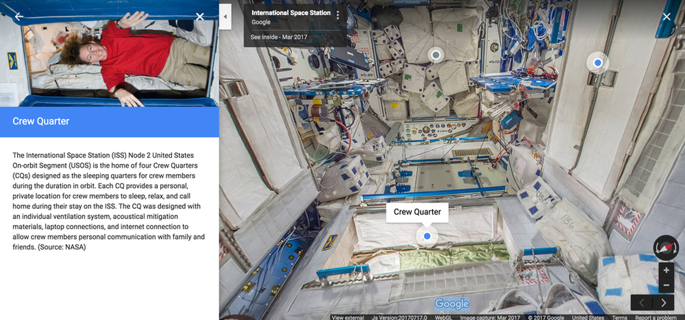 Google Street View on the ISS has annotations to explore.