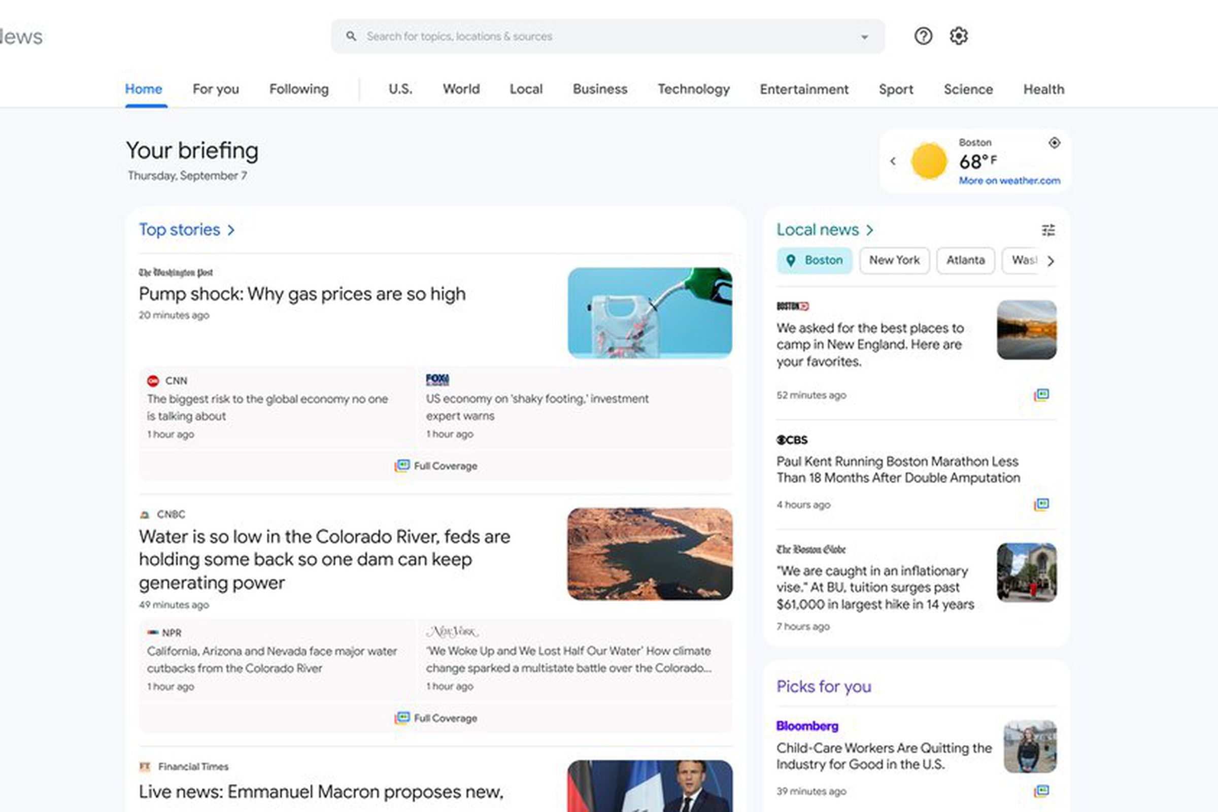 The new-look Google News makes local news and custom topics easier to find. 