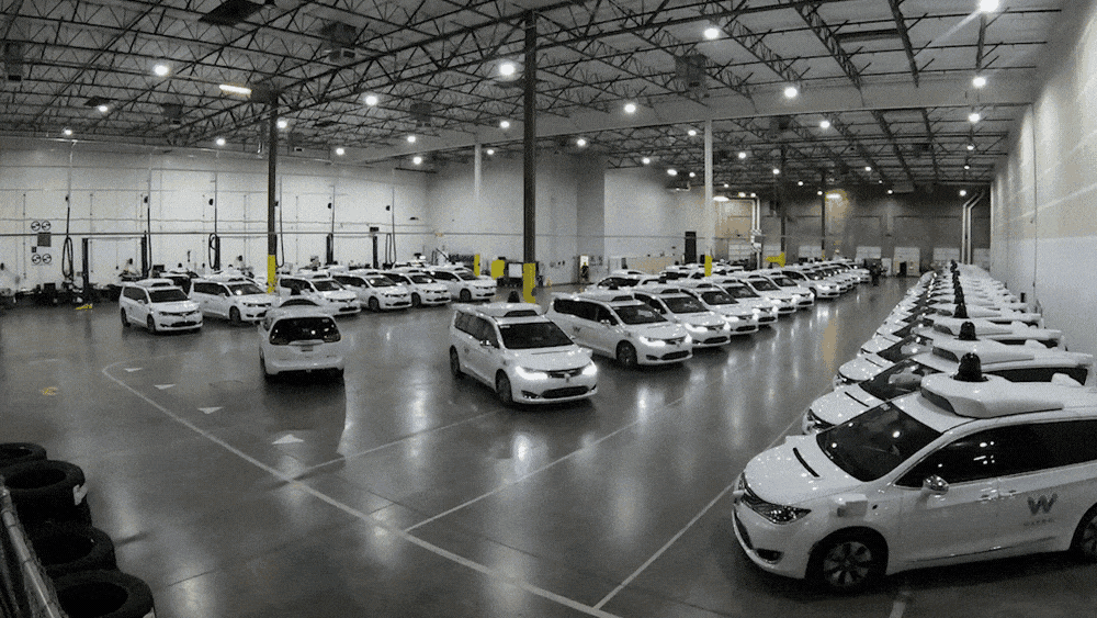 Waymo’s self-driving car depot in Chandler, Arizona