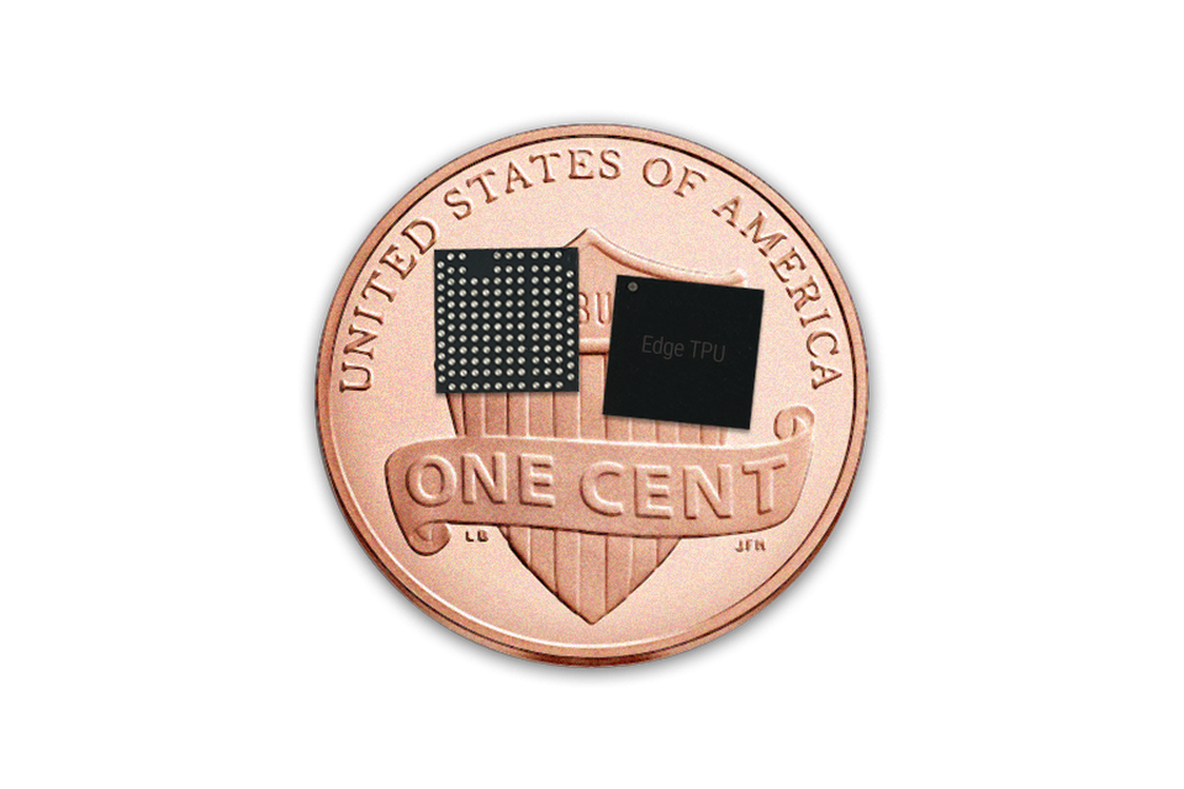 Google’s new Edge TPU chips on a standard US penny. 