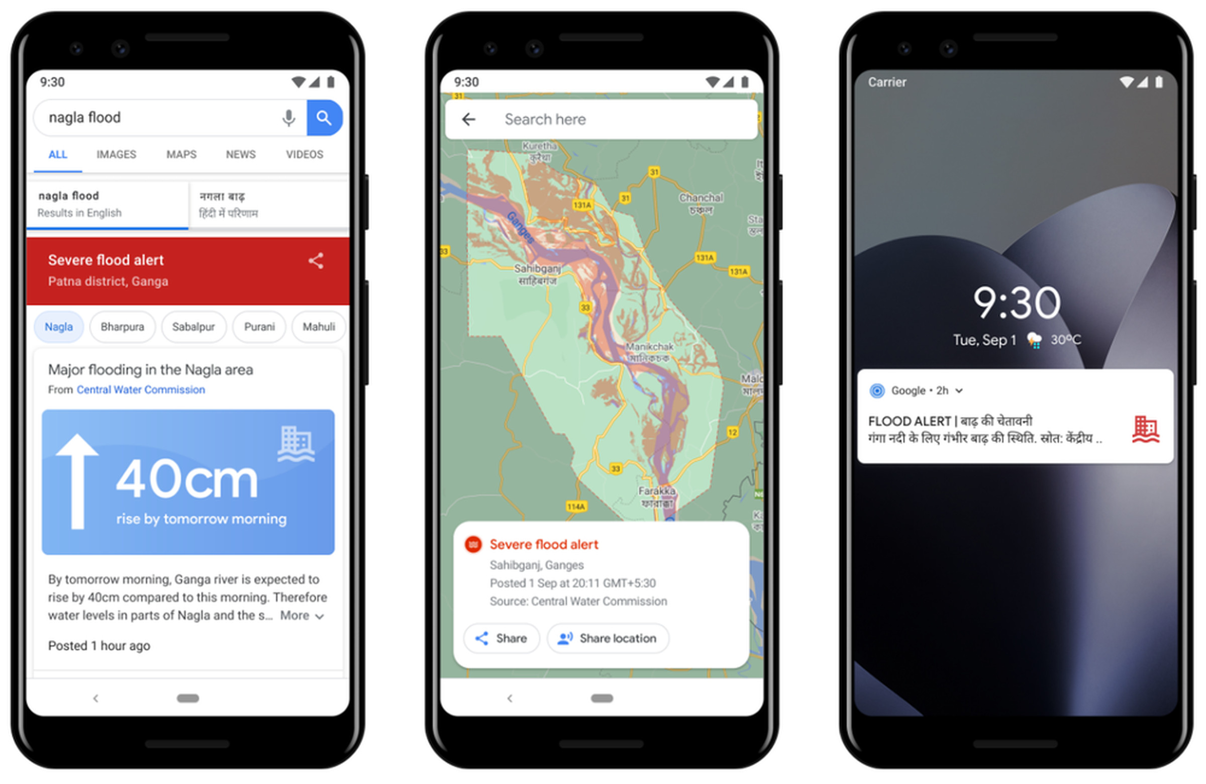 Google’s new flood alerts offer information in some areas about the depth of the waters.