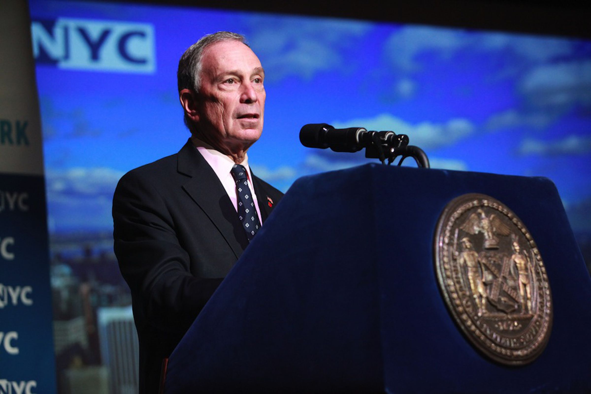New York City Mayor Bloomberg with seal -- Flickr