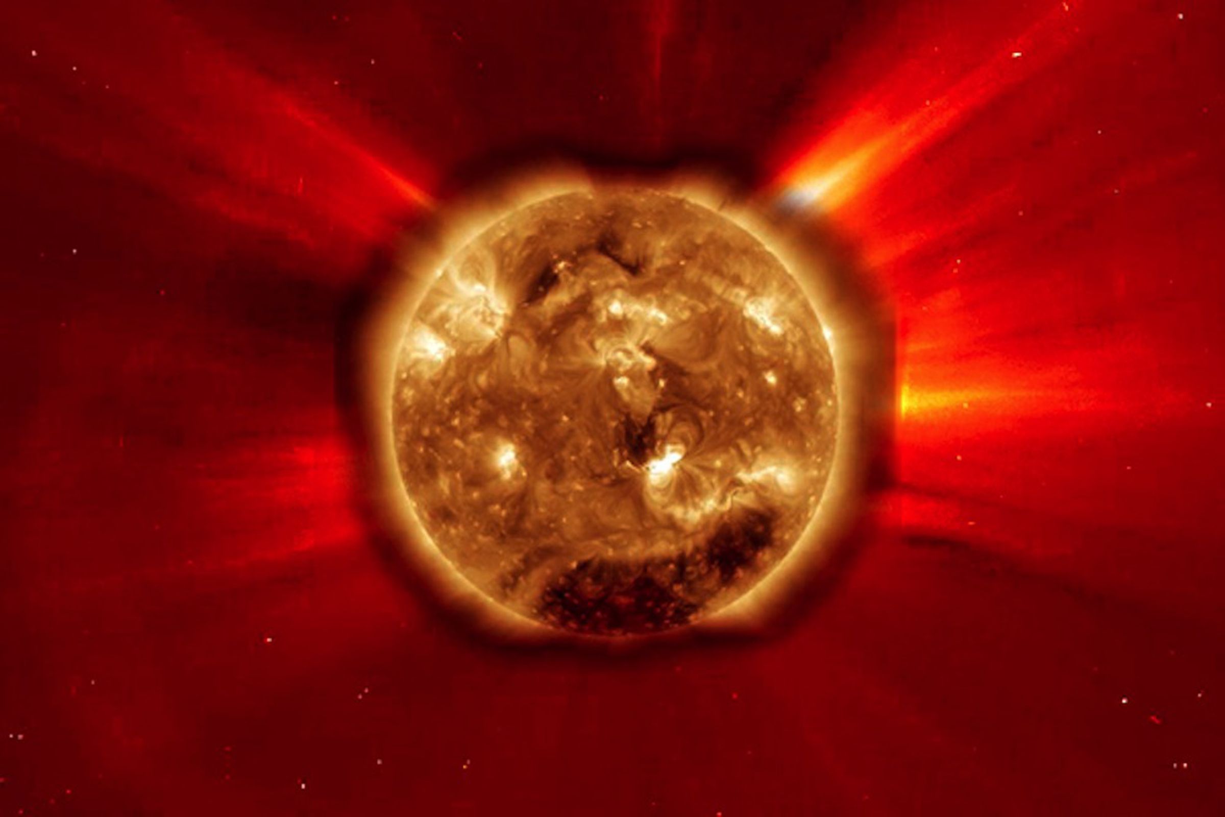 Solar flare CME from Feb. 2011 (Credit: NASA SOHO)