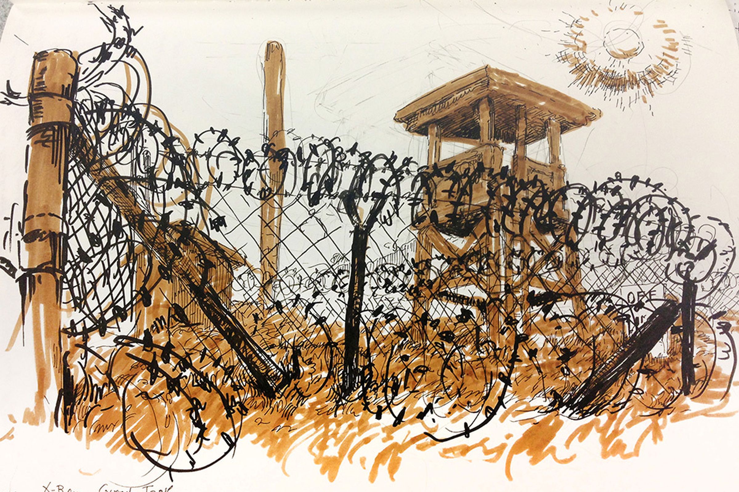 Guantanamo Bay drawn by Molly Crabapple for Vice
