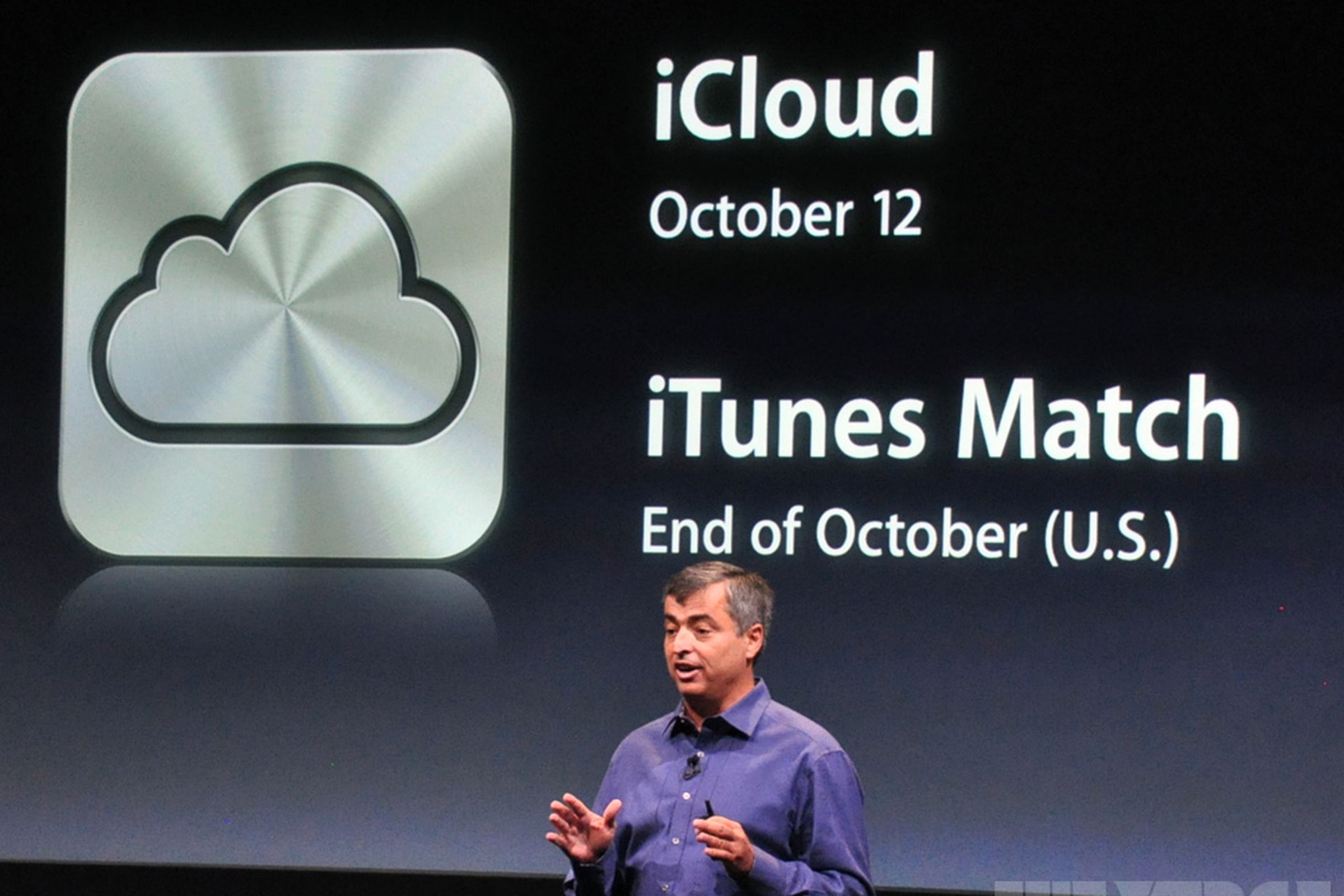 iCloud and iTunes Match slide from Apple's iPhone 4S event 2011