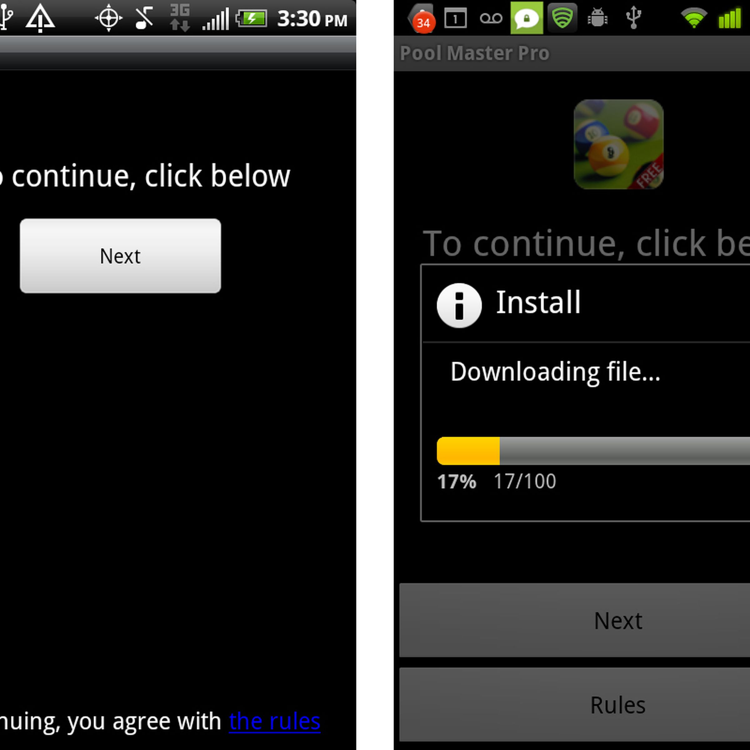 RuFraud Android malware screenshots w/ space