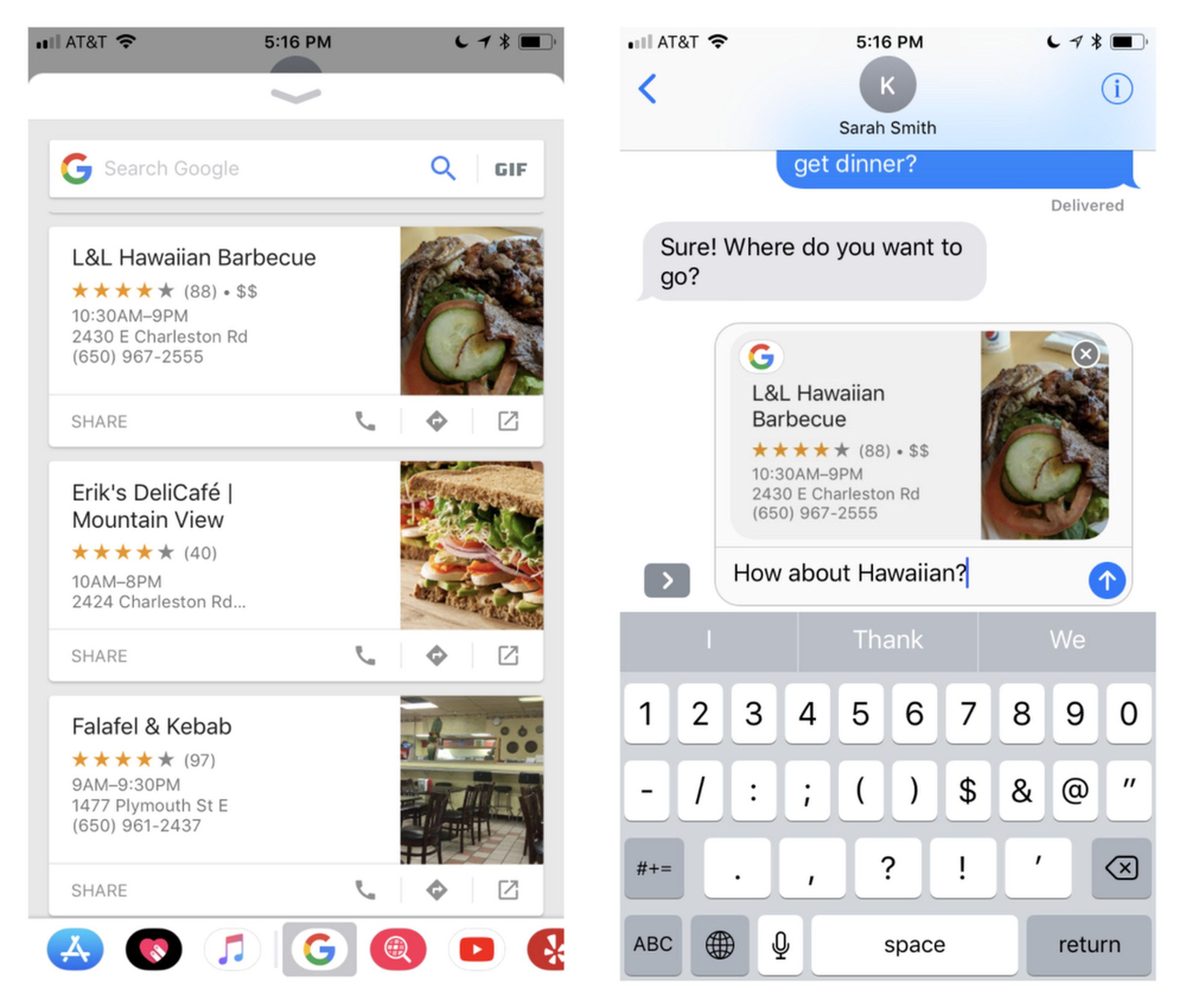 Google for iOS in iMessage