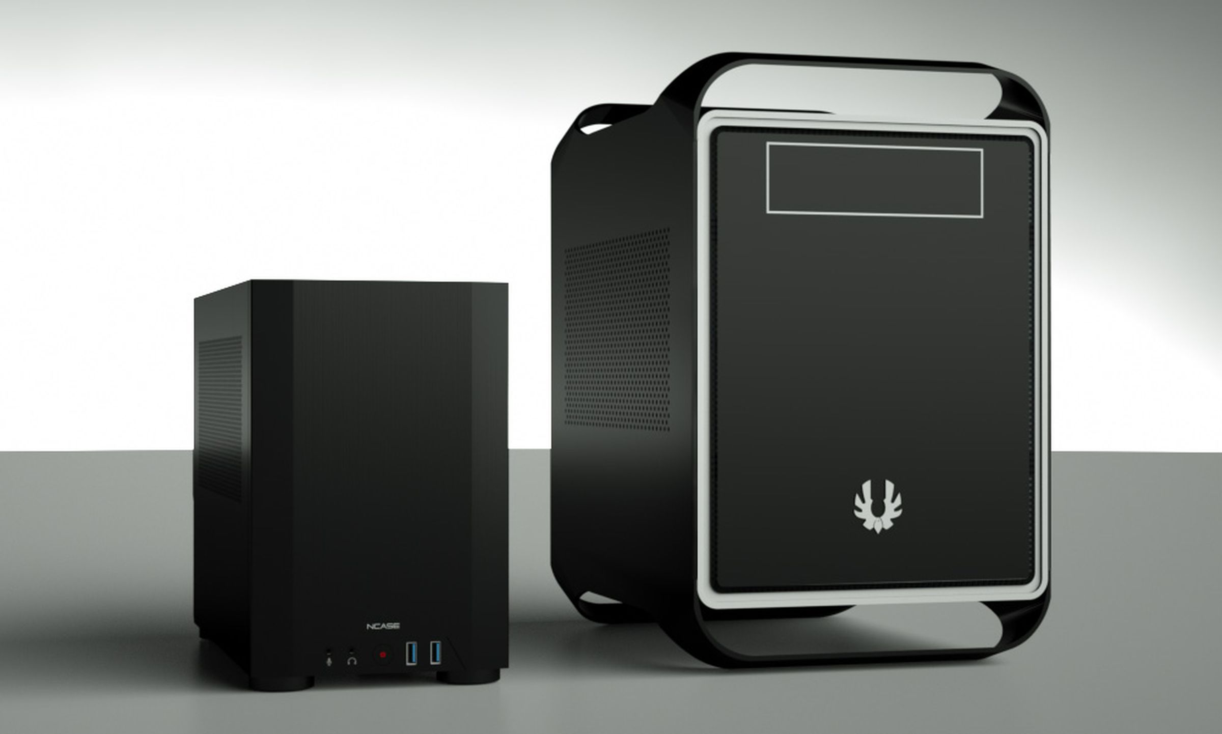 To think the comparatively gigantic BitFenix Prodigy (right) was considered a groundbreaking Mini-ITX case in 2012. 