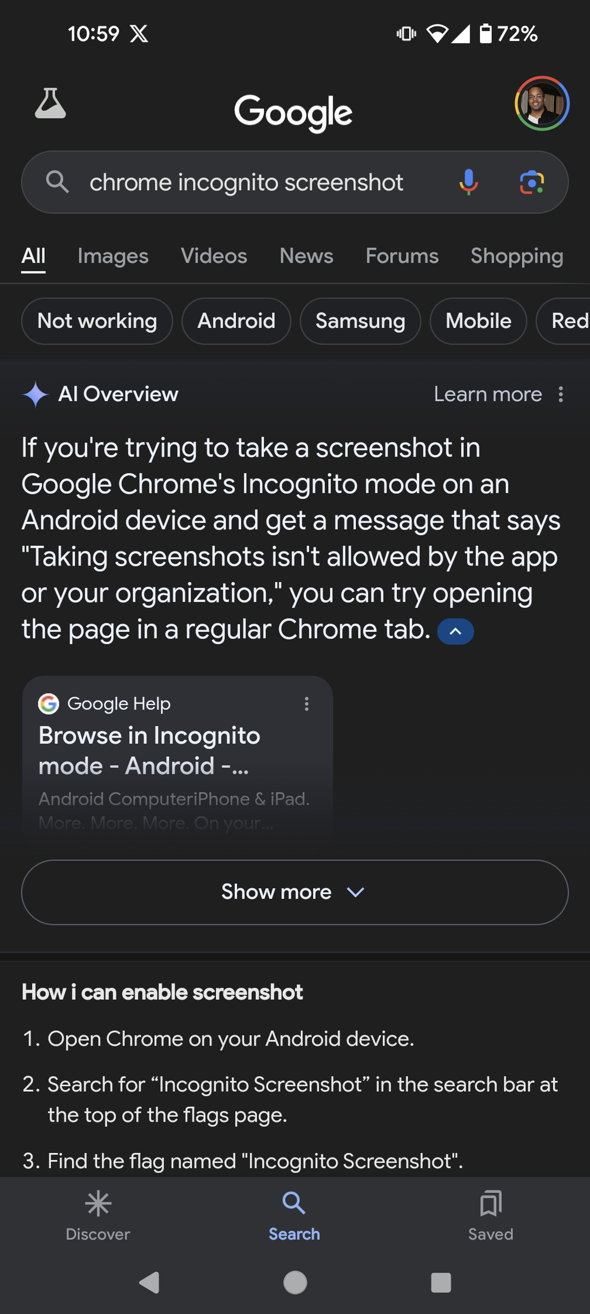 Al Overview: If you’re trying to take a screenshot in Google Chrome’s Incognito mode on an Android device and get a message that says”Taking screenshots isn’t allowed by the app or your organization,” you can try opening the page in a regular Chrome tab.