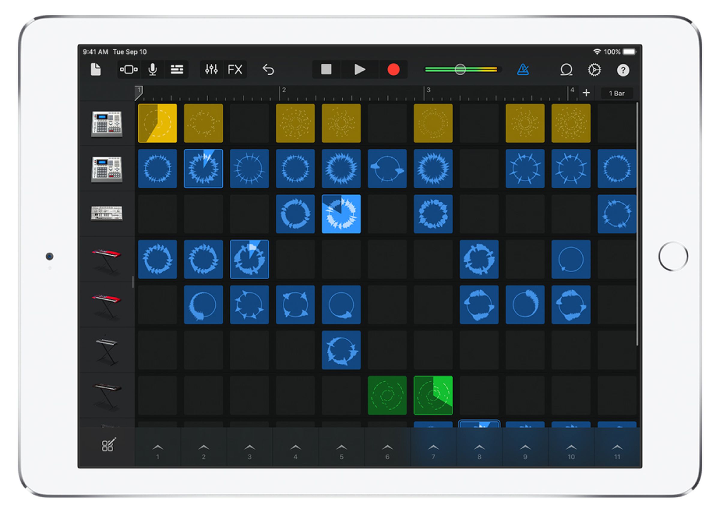 GarageBand’s Live Loops feature on iOS.
