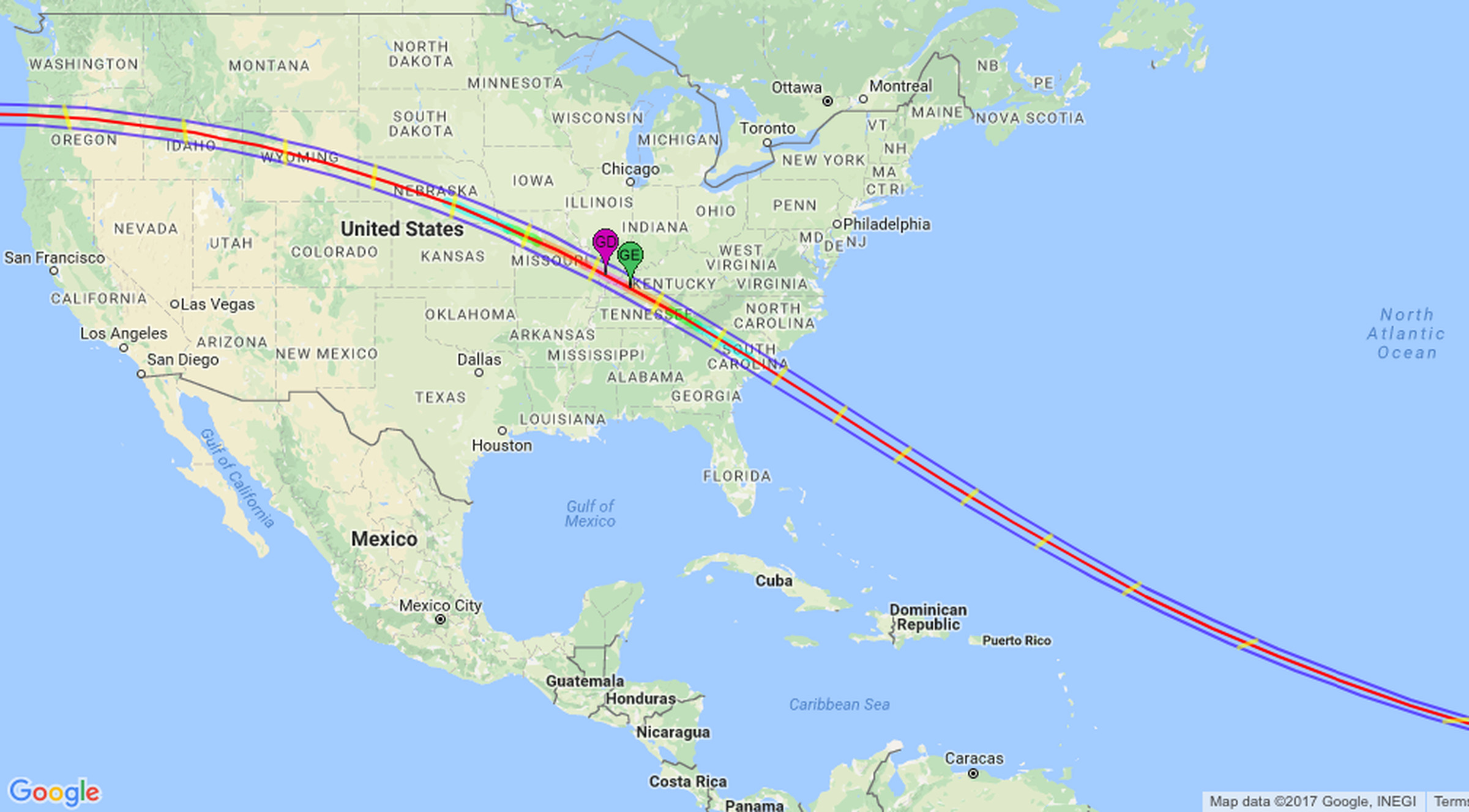 This is the path the Great American Eclipse will take on August 21st.