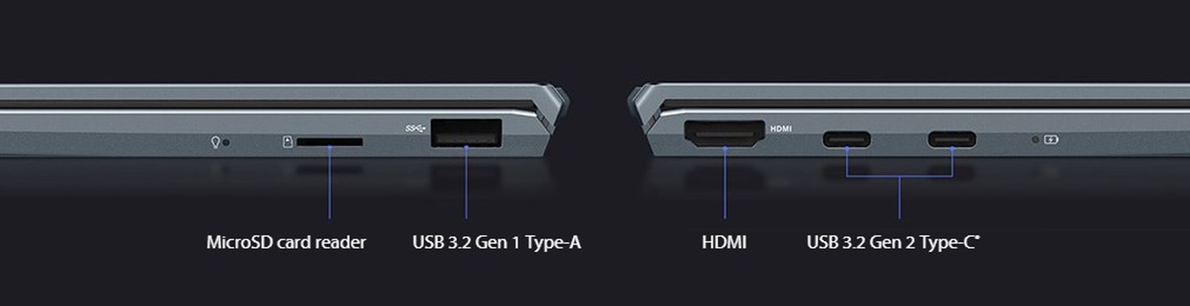The Intel model replaces these USB-C ports with visually identical Thunderbolt 4 ports instead.