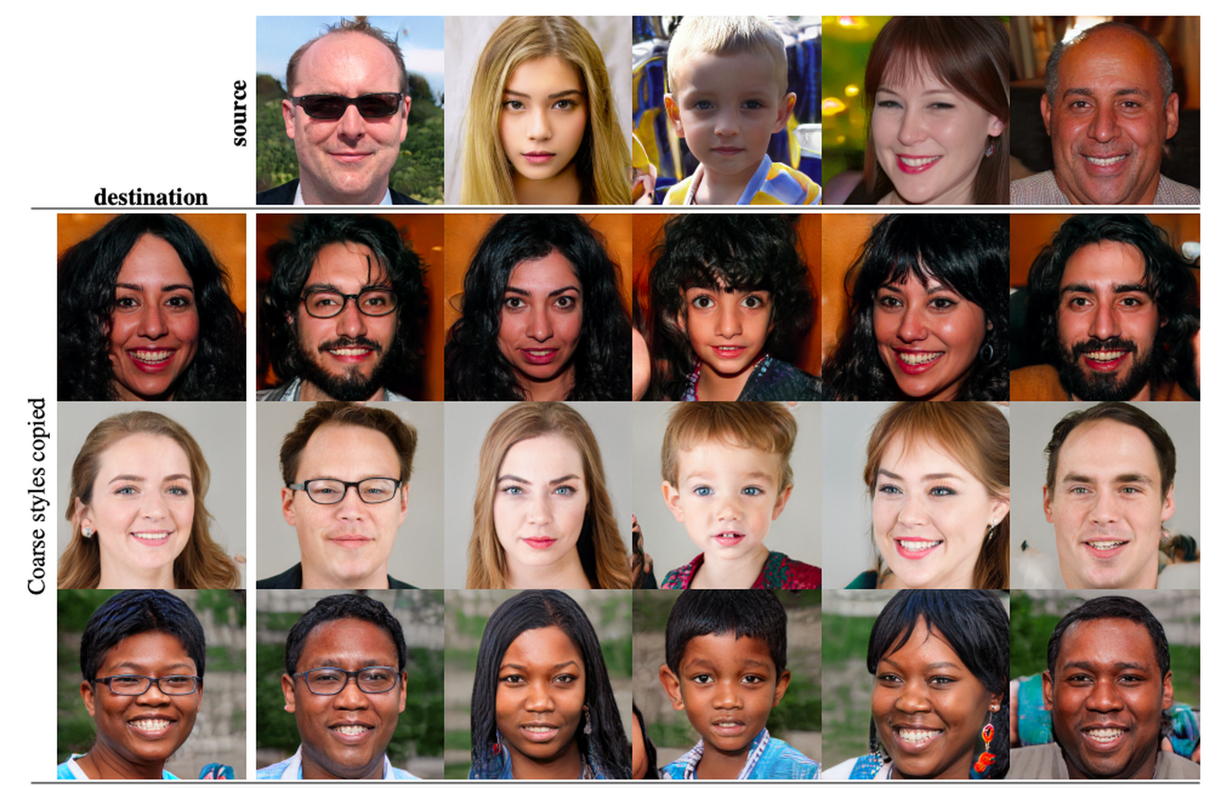 Style transfer allows you to blend facial characteristics from different people. 