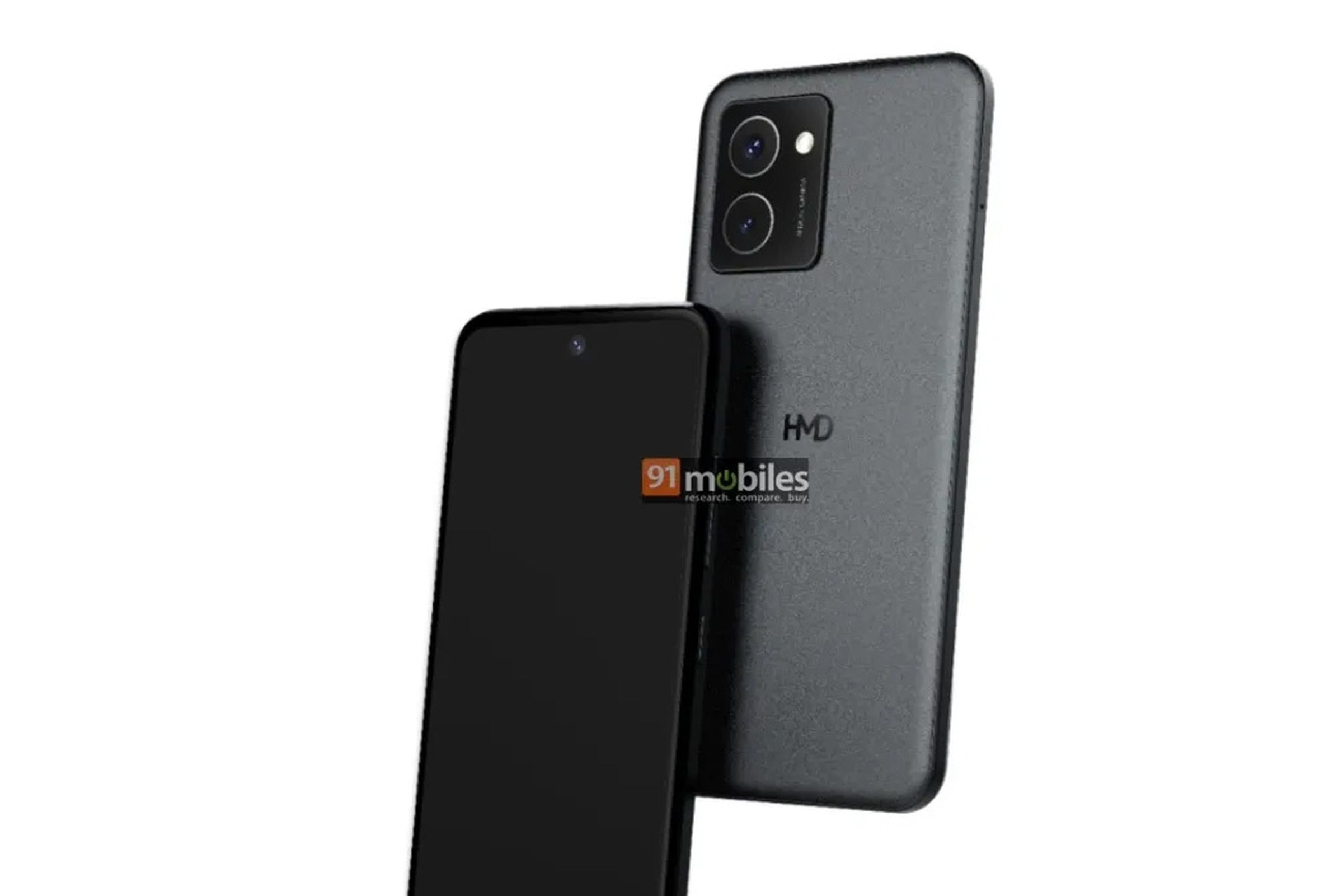 An unnamed HMD phone from the front and back.