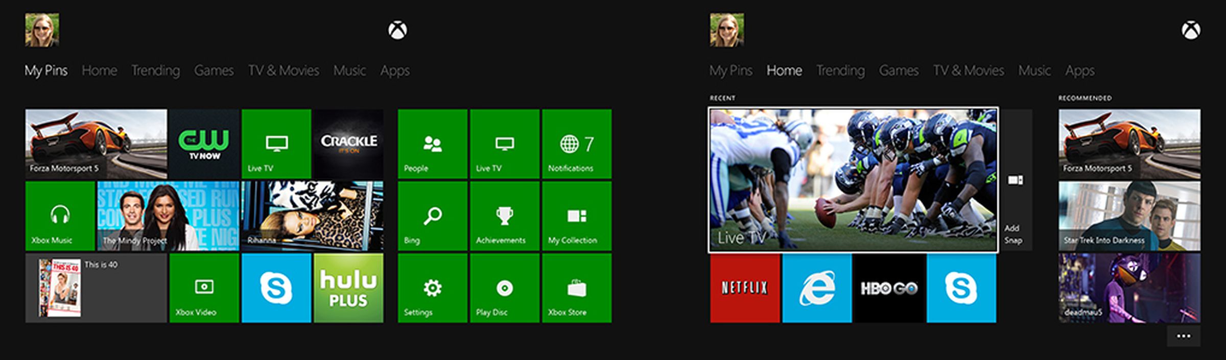 Xbox One user interface pictures