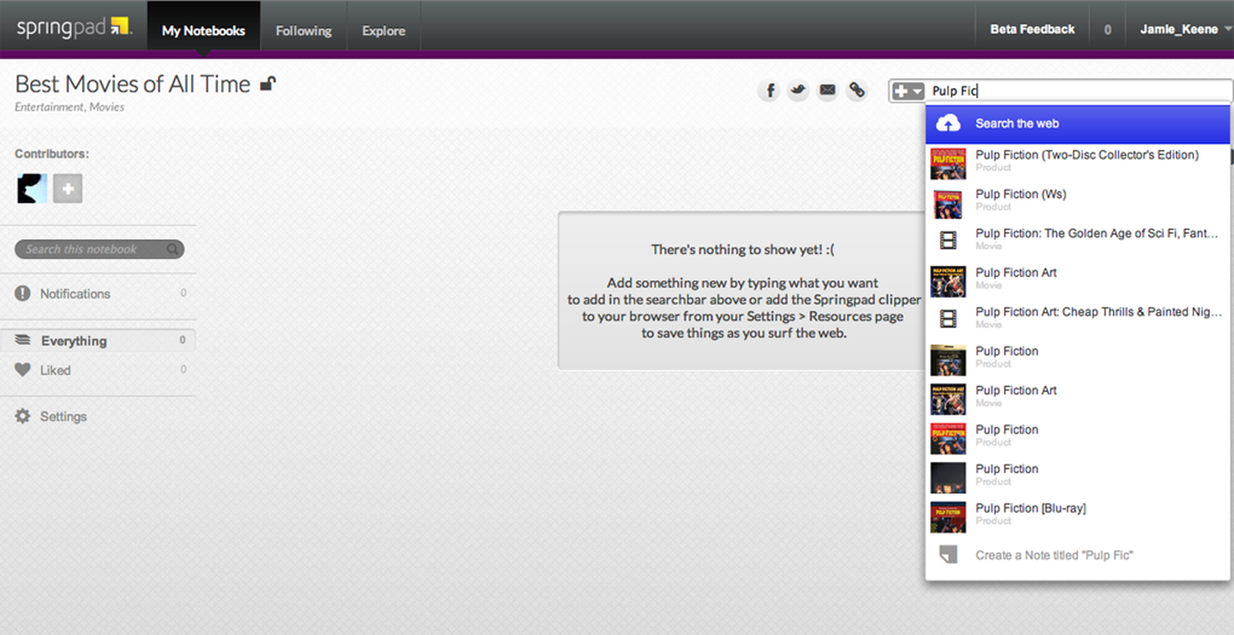 Springpad 3.0 web interface screenshots