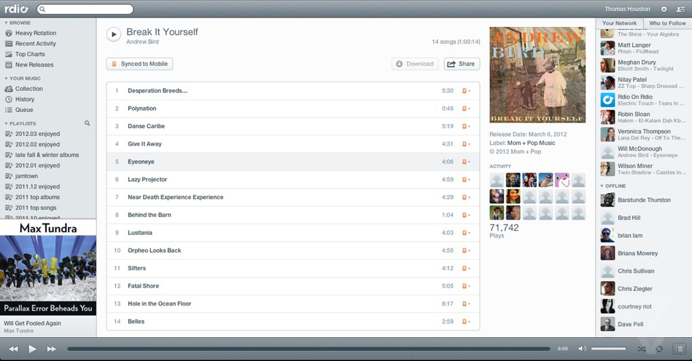 New Rdio design for web and desktop
