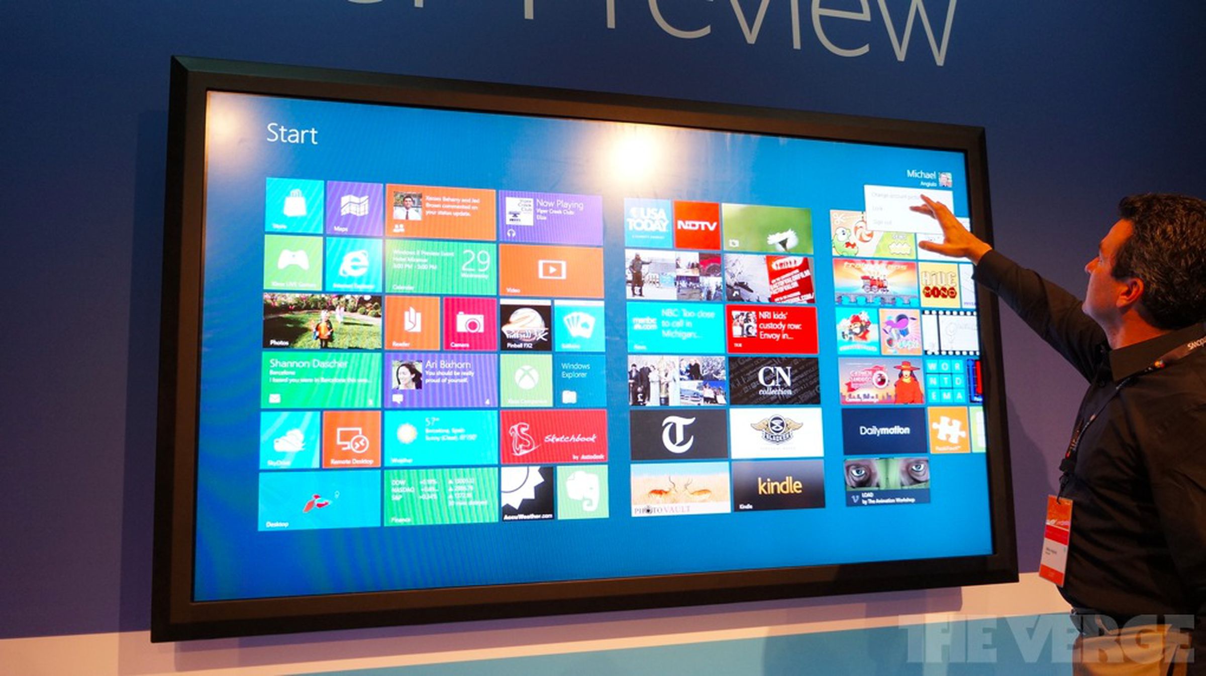 Windows 8 Consumer Preview on an 82-inch display