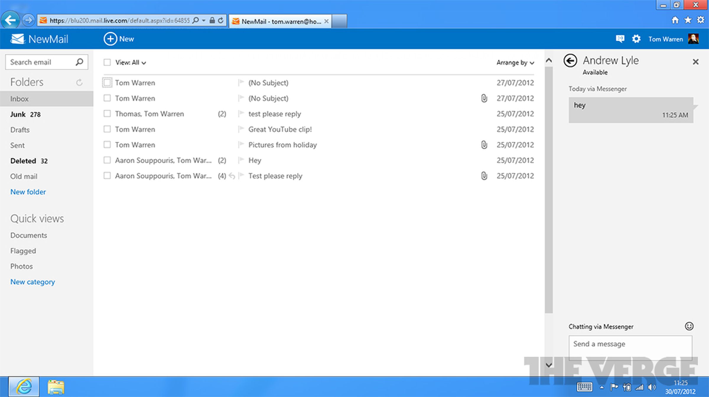 Outlook.com webmail screenshots