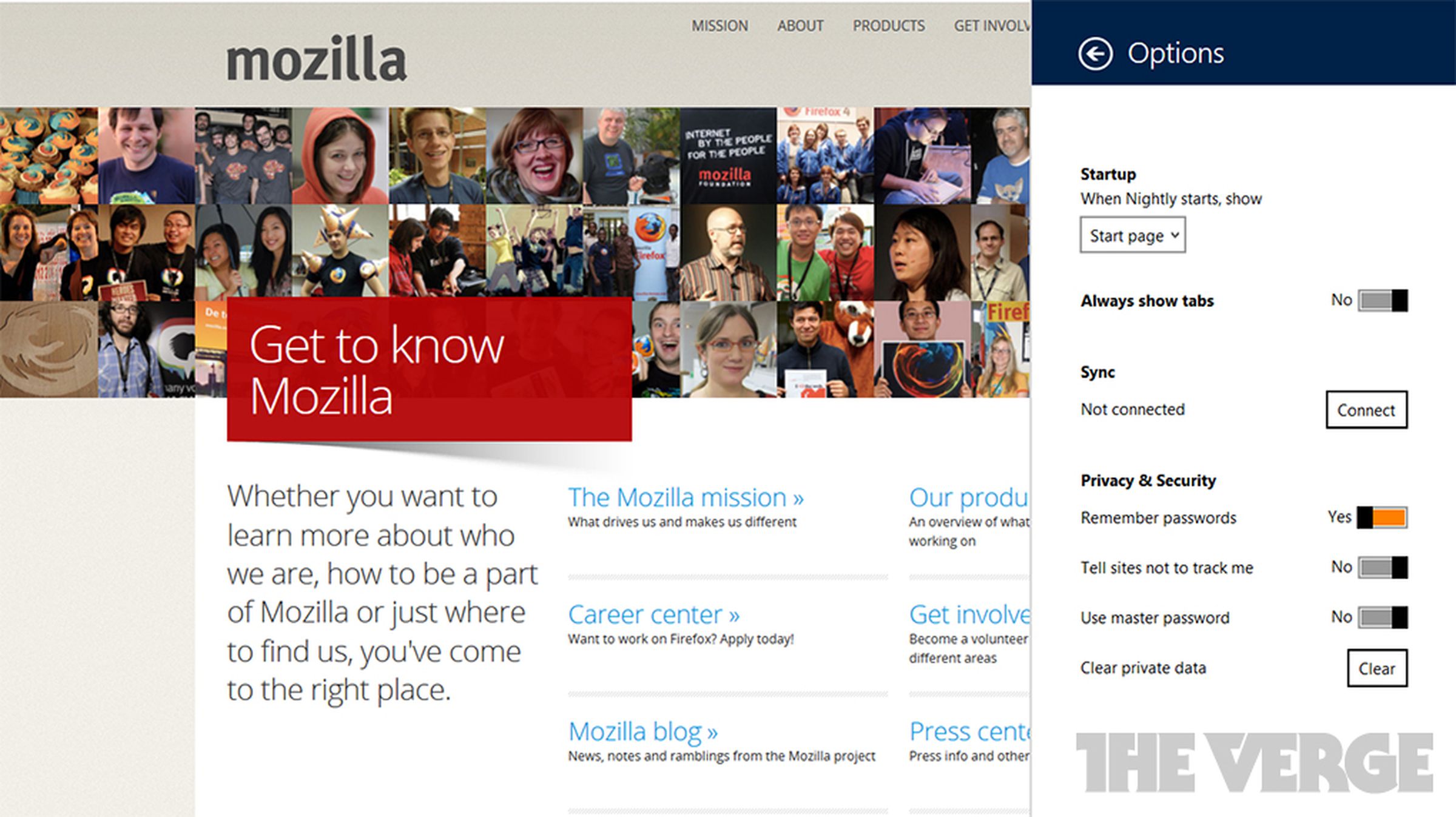 Mozilla Firefox for Windows 8 screenshots