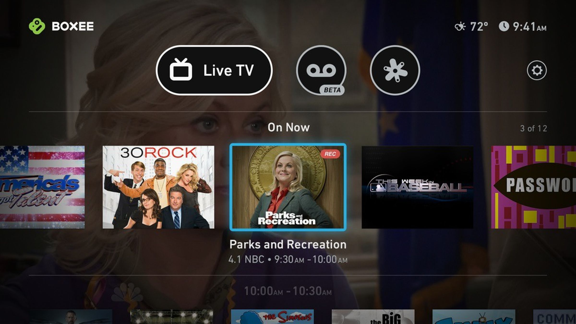 Boxee TV interface screenshots