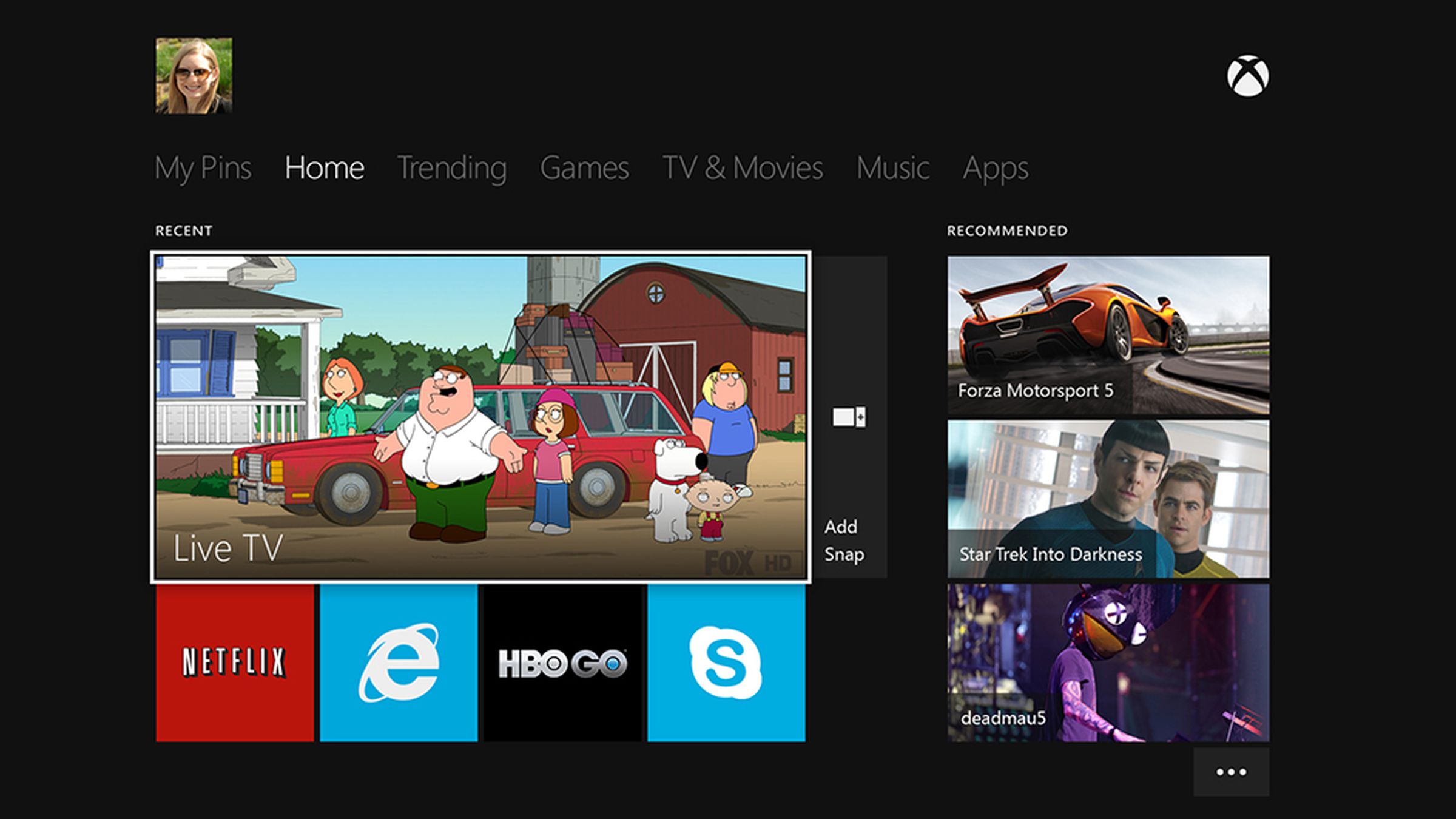 Xbox One user interface pictures