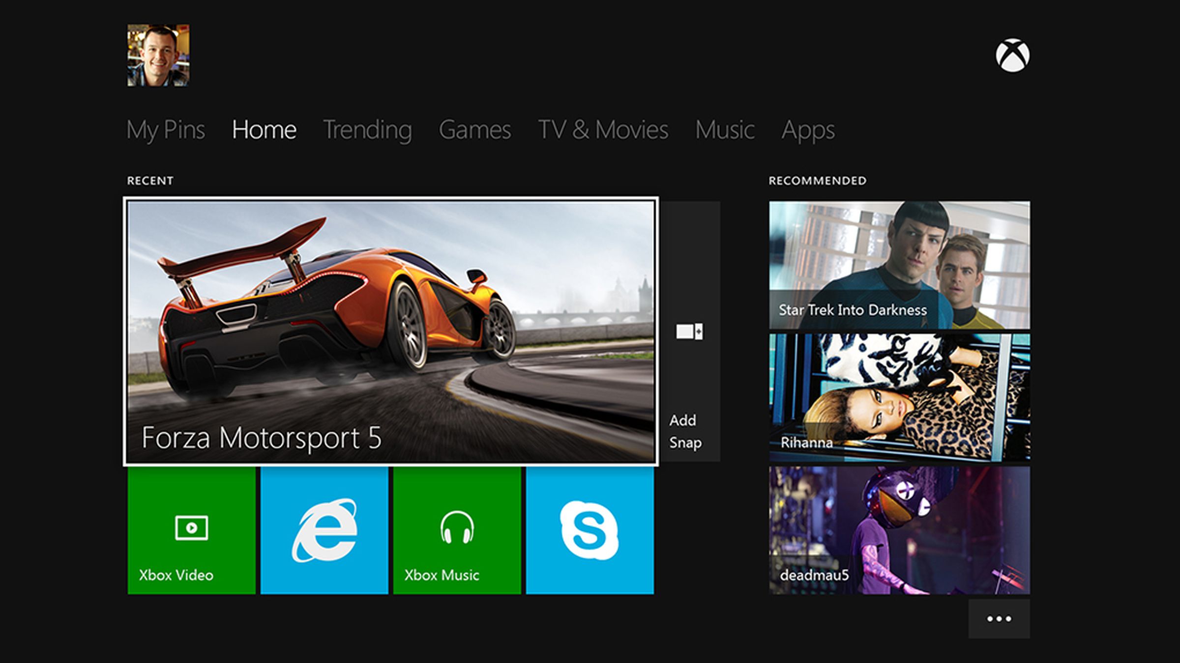 Xbox One user interface pictures