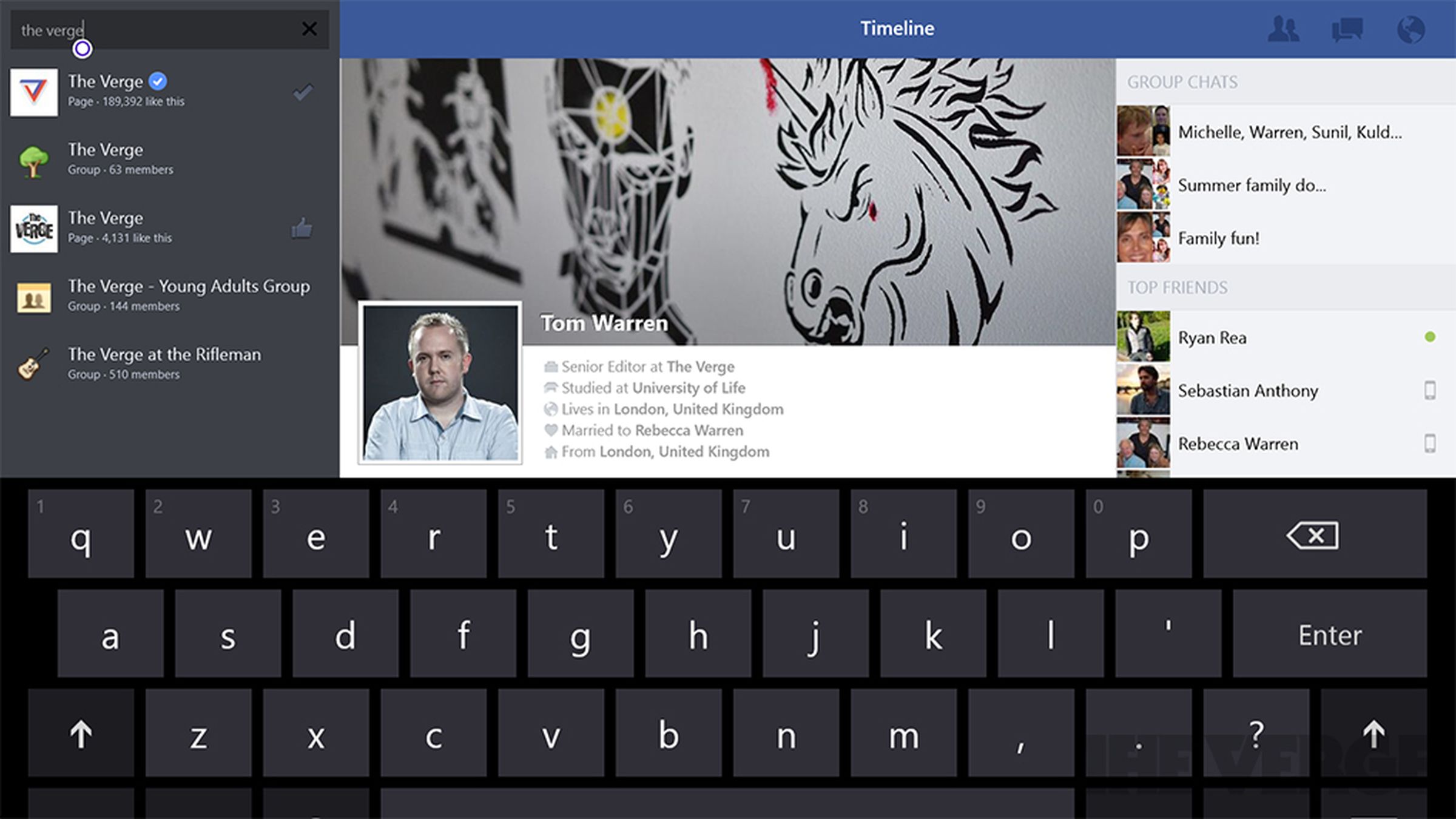 Facebook for Windows 8.1 screenshots