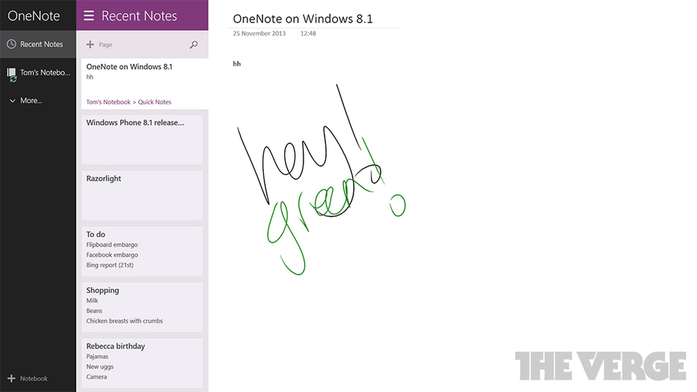 OneNote for Windows 8.1 screenshots