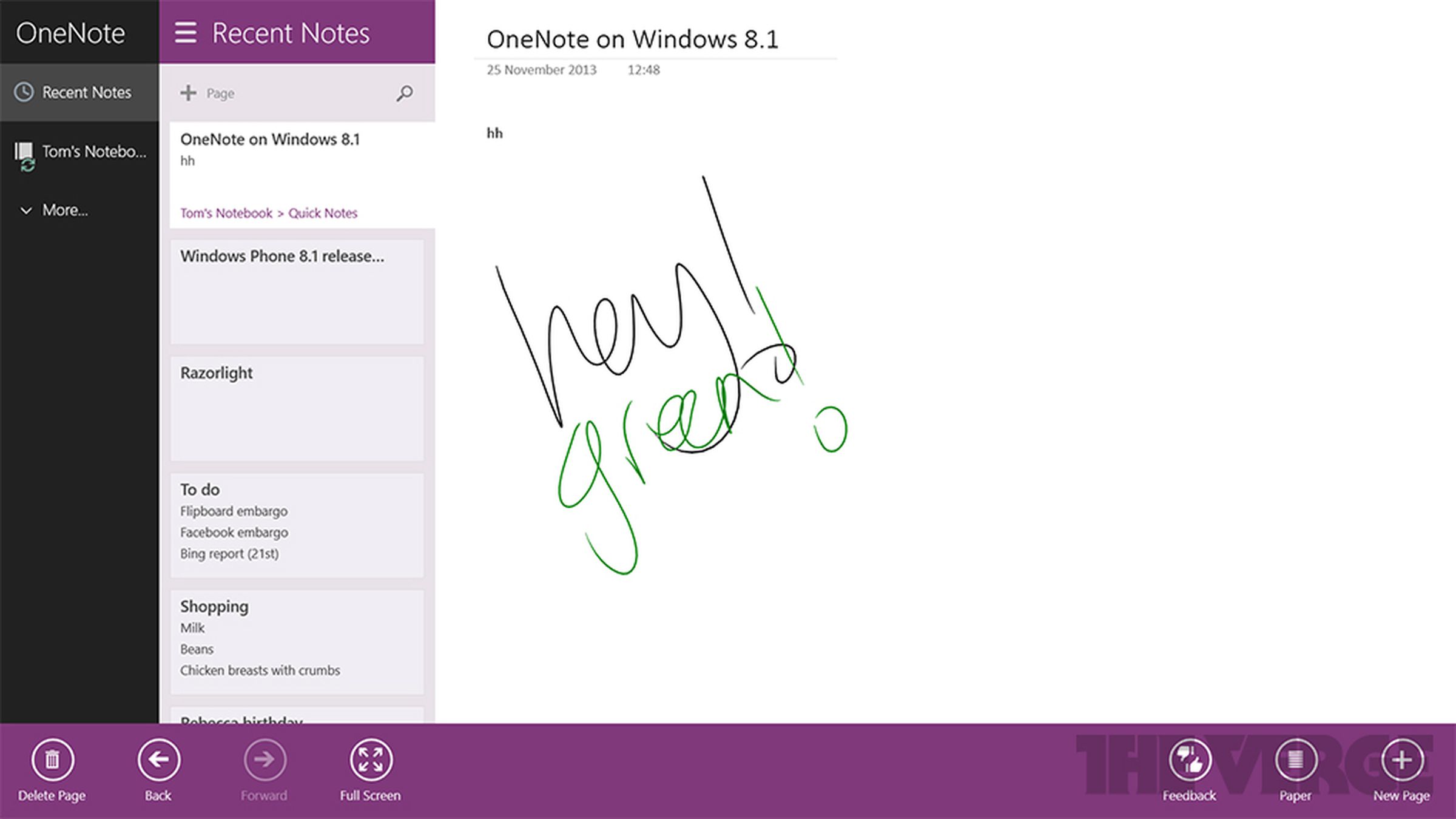 OneNote for Windows 8.1 screenshots
