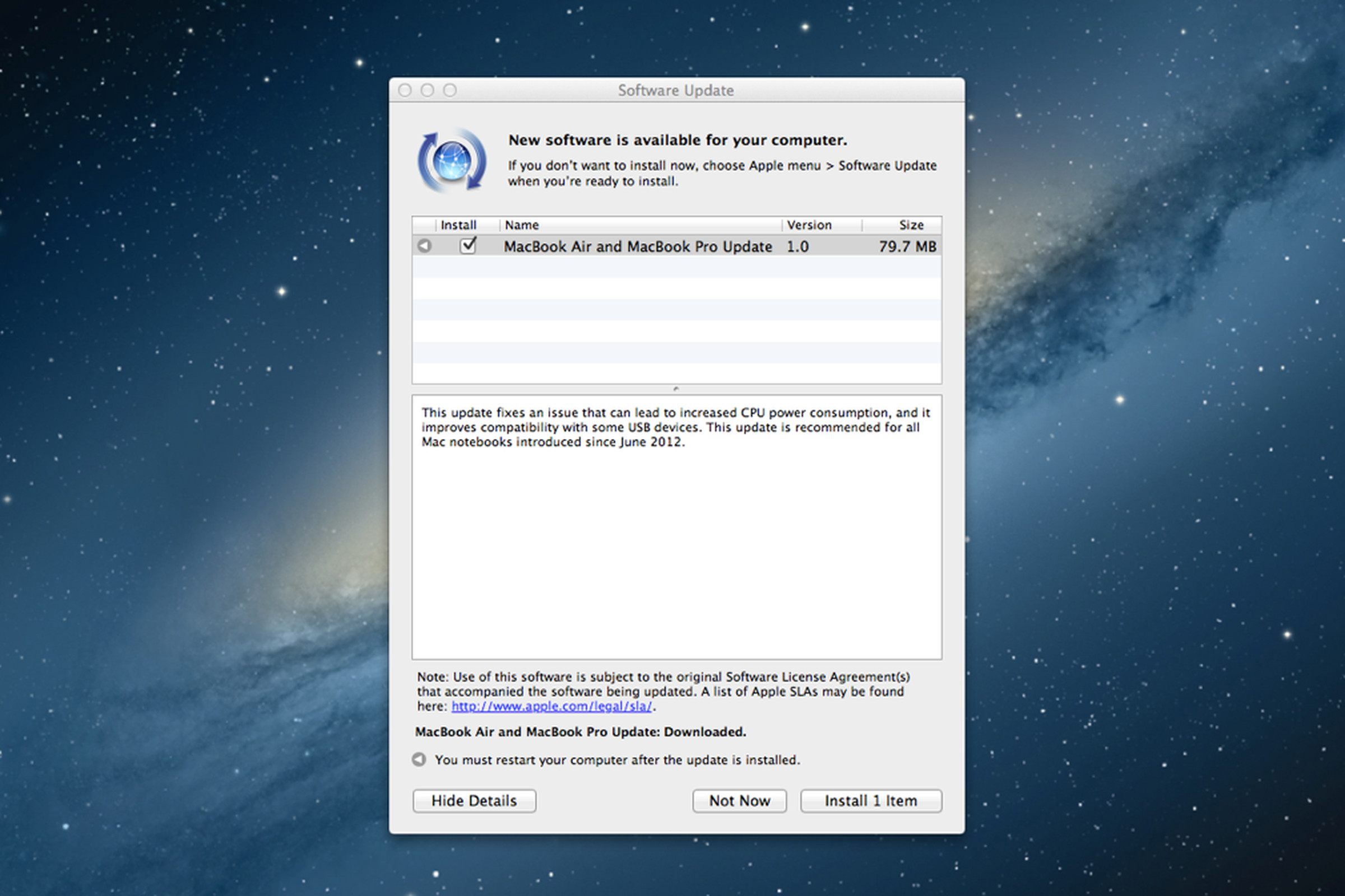 MacBook Air and MacBook Pro software update
