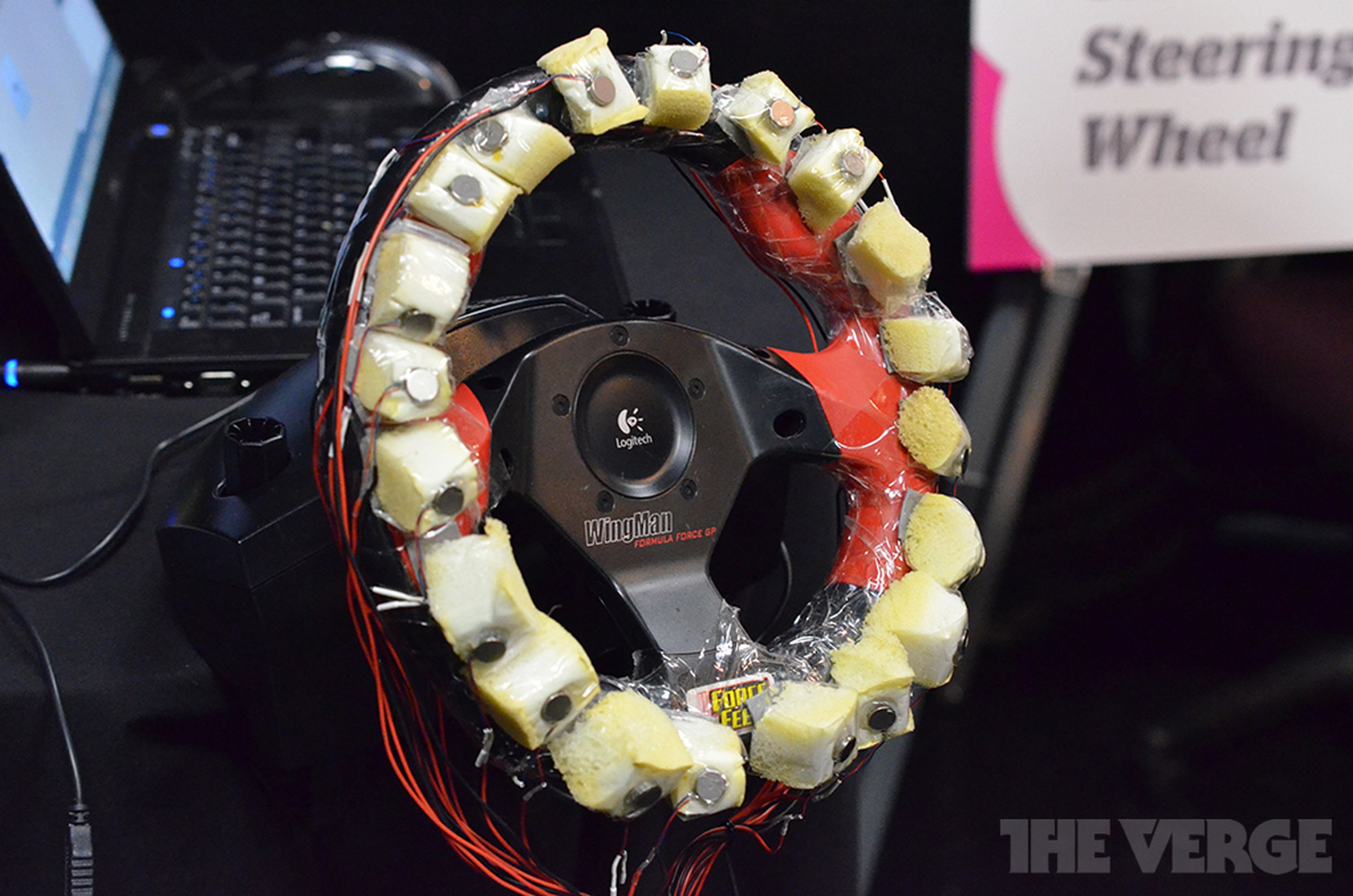 AT&T Labs haptic feedback steering wheel prototype (hands-on pictures)