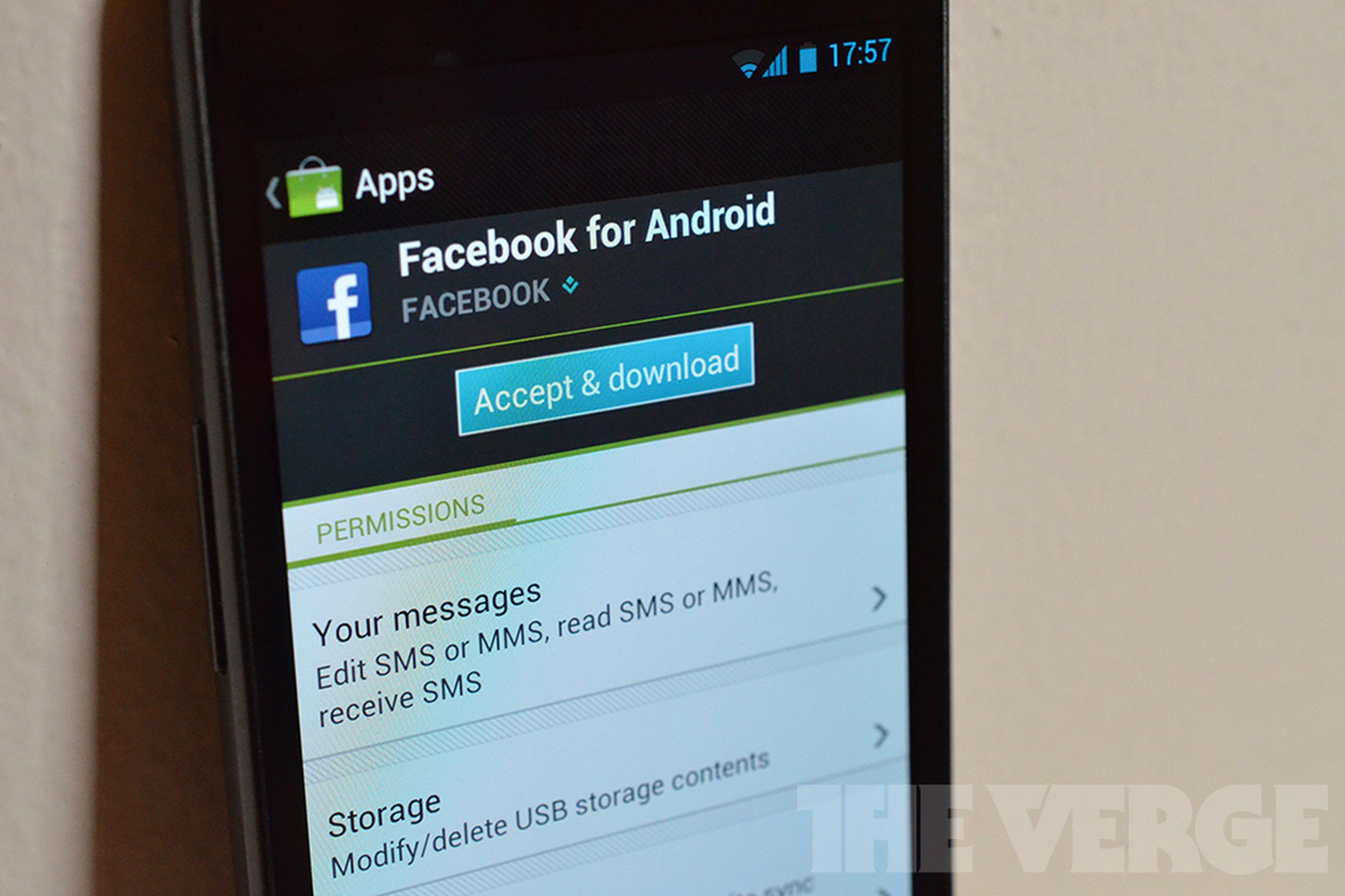 Facebook Android Permissions SMS