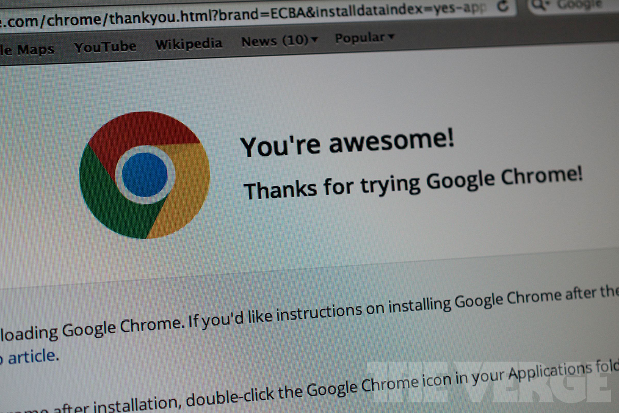 Thanks for trying Google Chrome! (1020)
