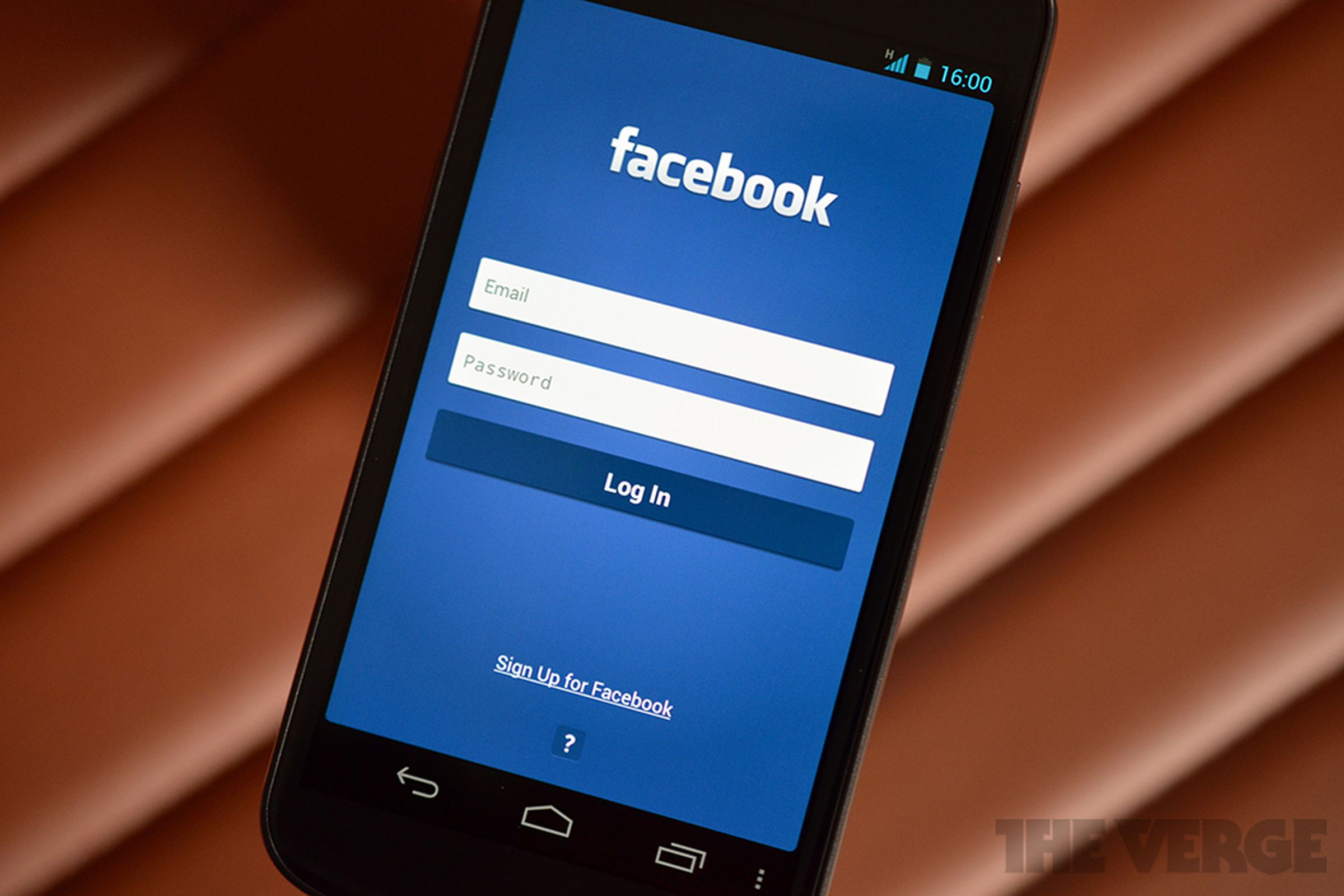 Facebook Android login screen (stock)