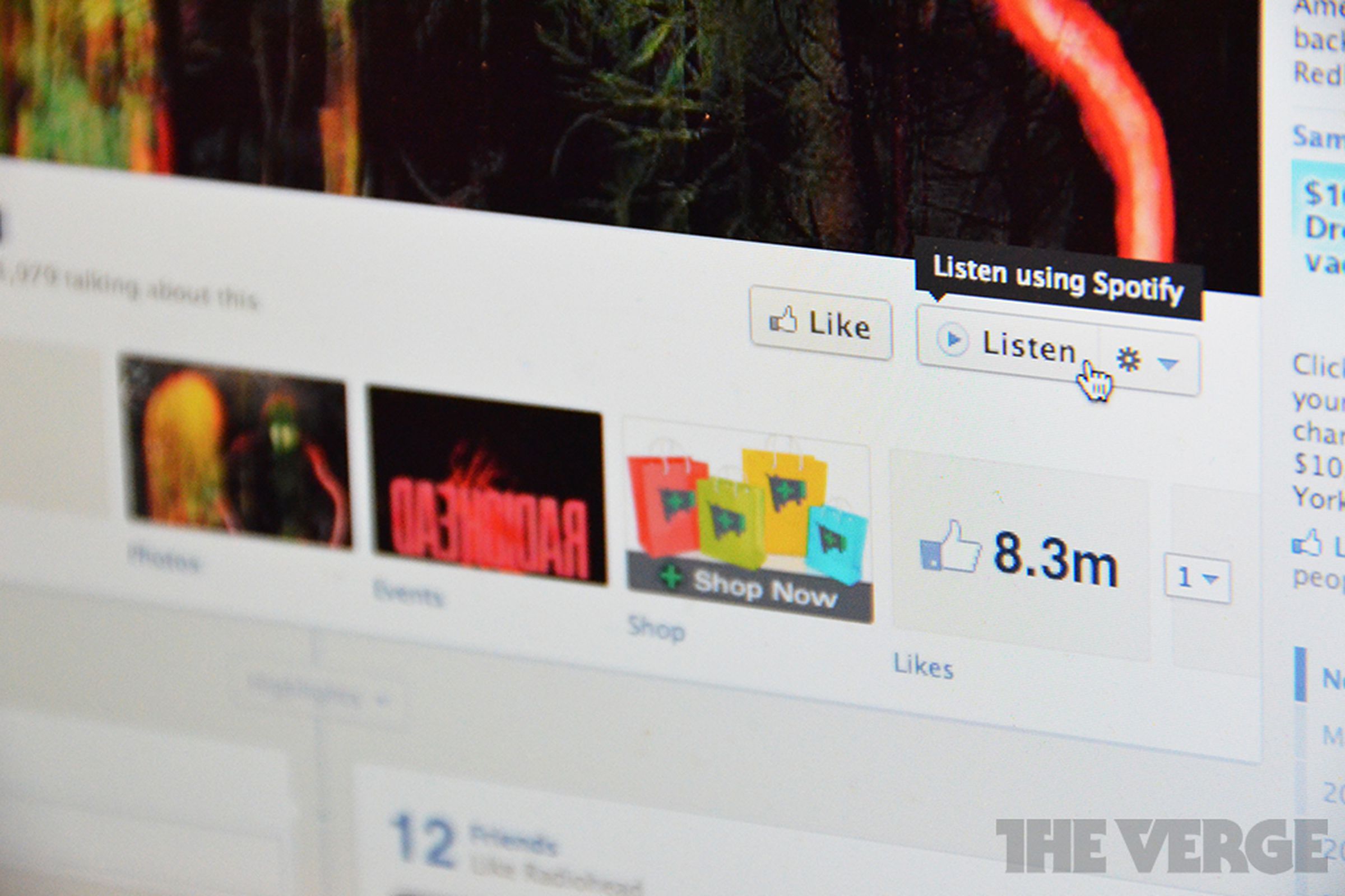 Facebook music listen button spotify