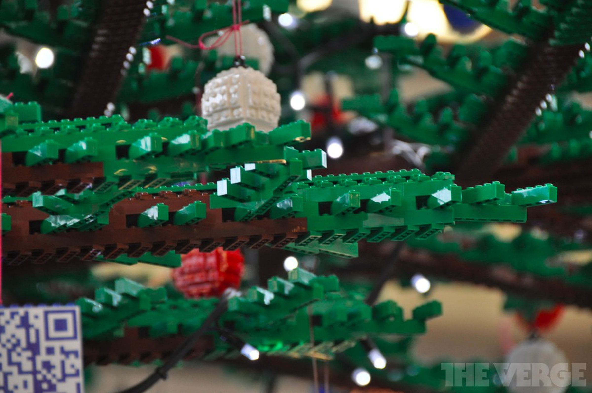 Lego Christmas tree inside London's St Pancras Station