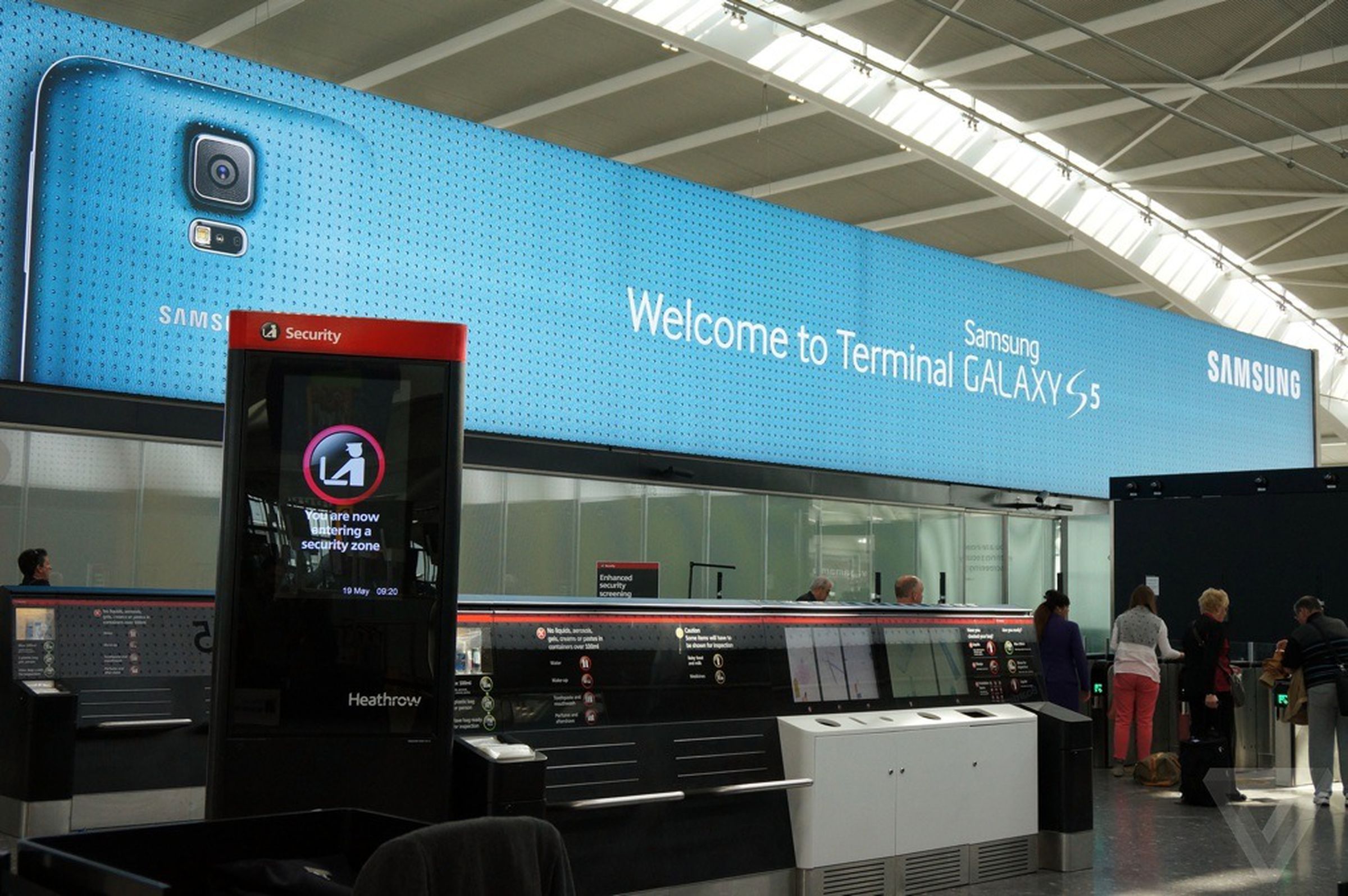 Samsung ads at Heathrow's Terminal 5