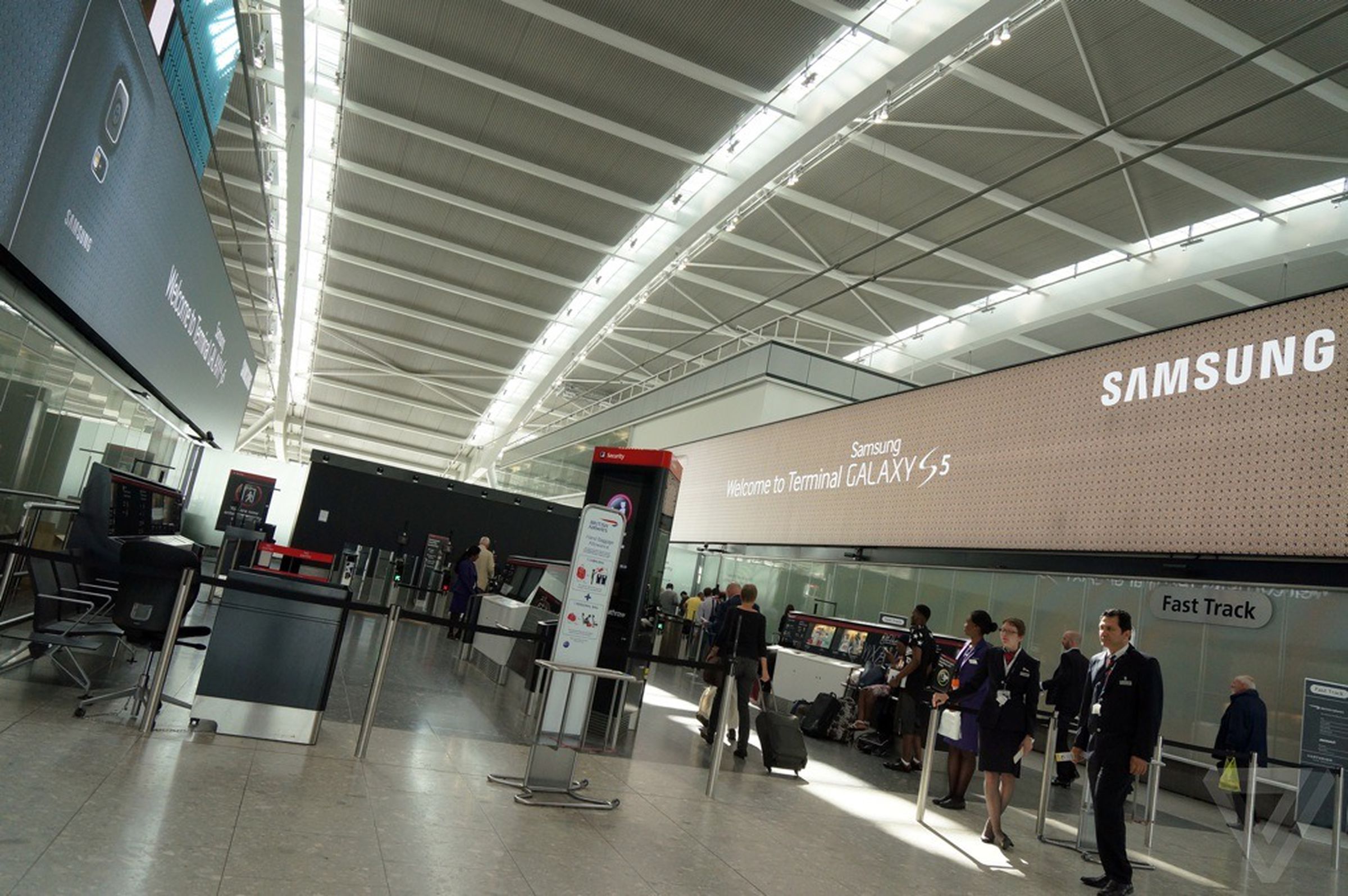 Samsung ads at Heathrow's Terminal 5