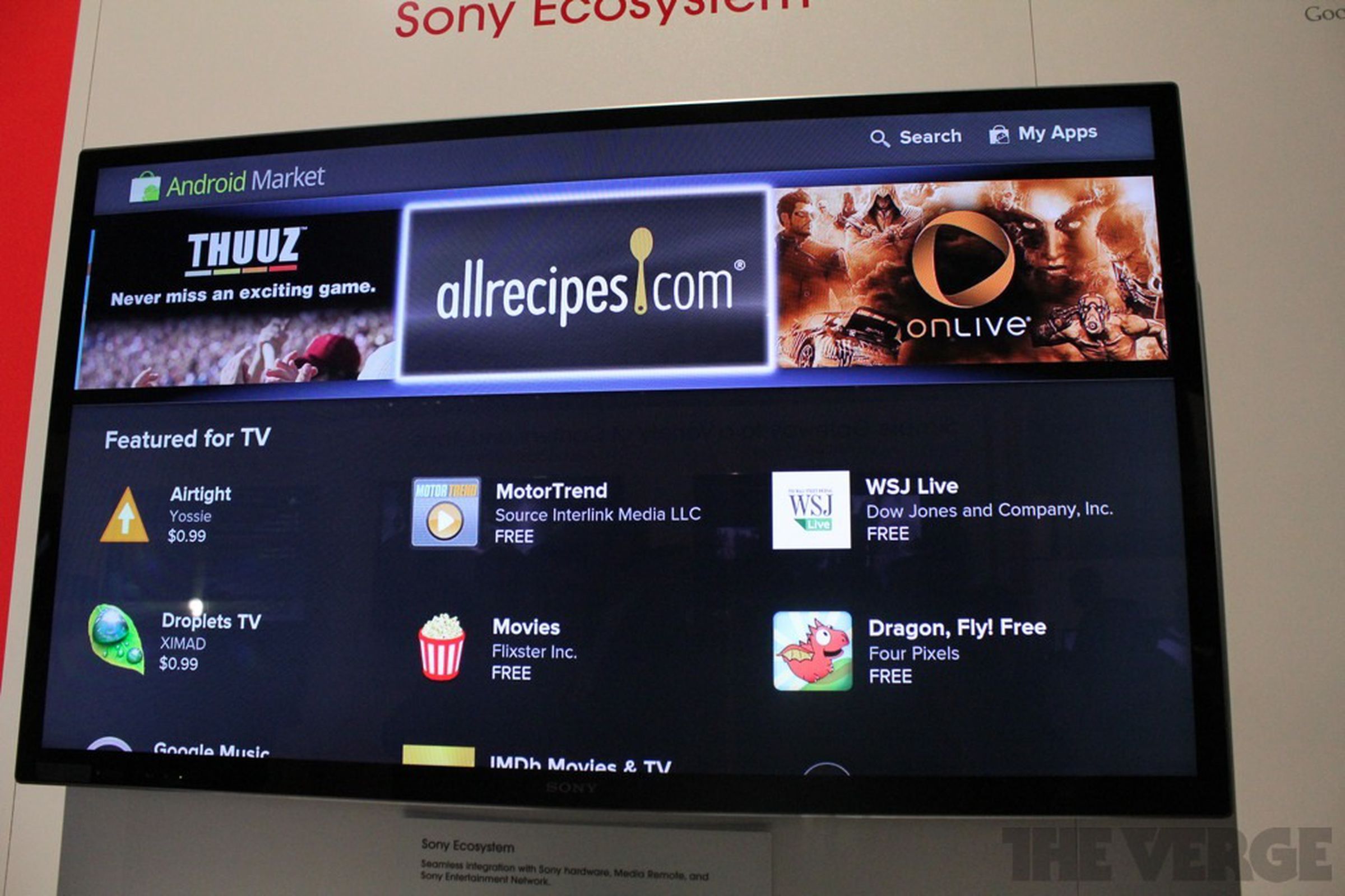 Sony Google TV 2.0 user interface hands-on pictures