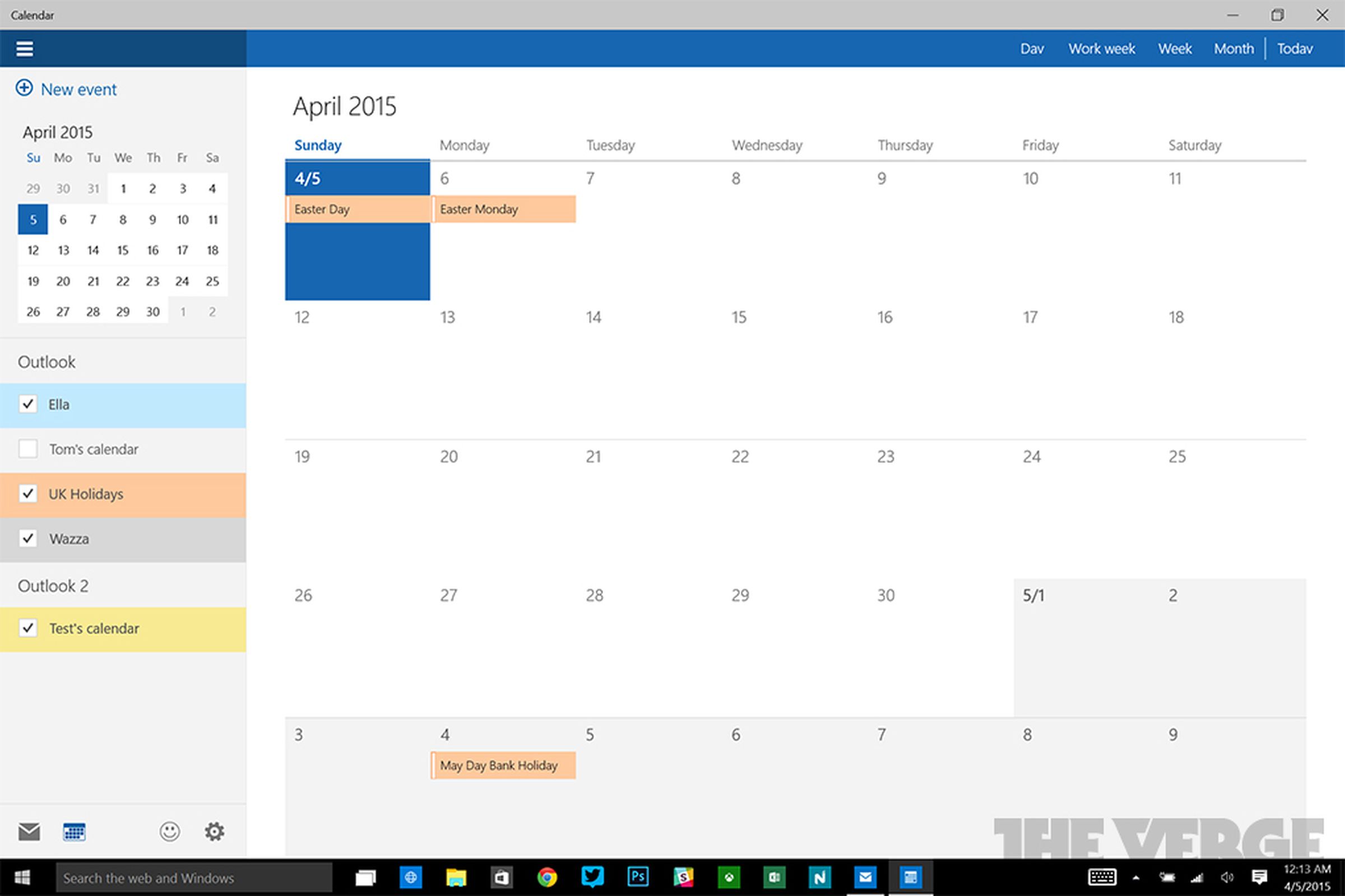 Windows 10 Mail and Calendar apps screenshots