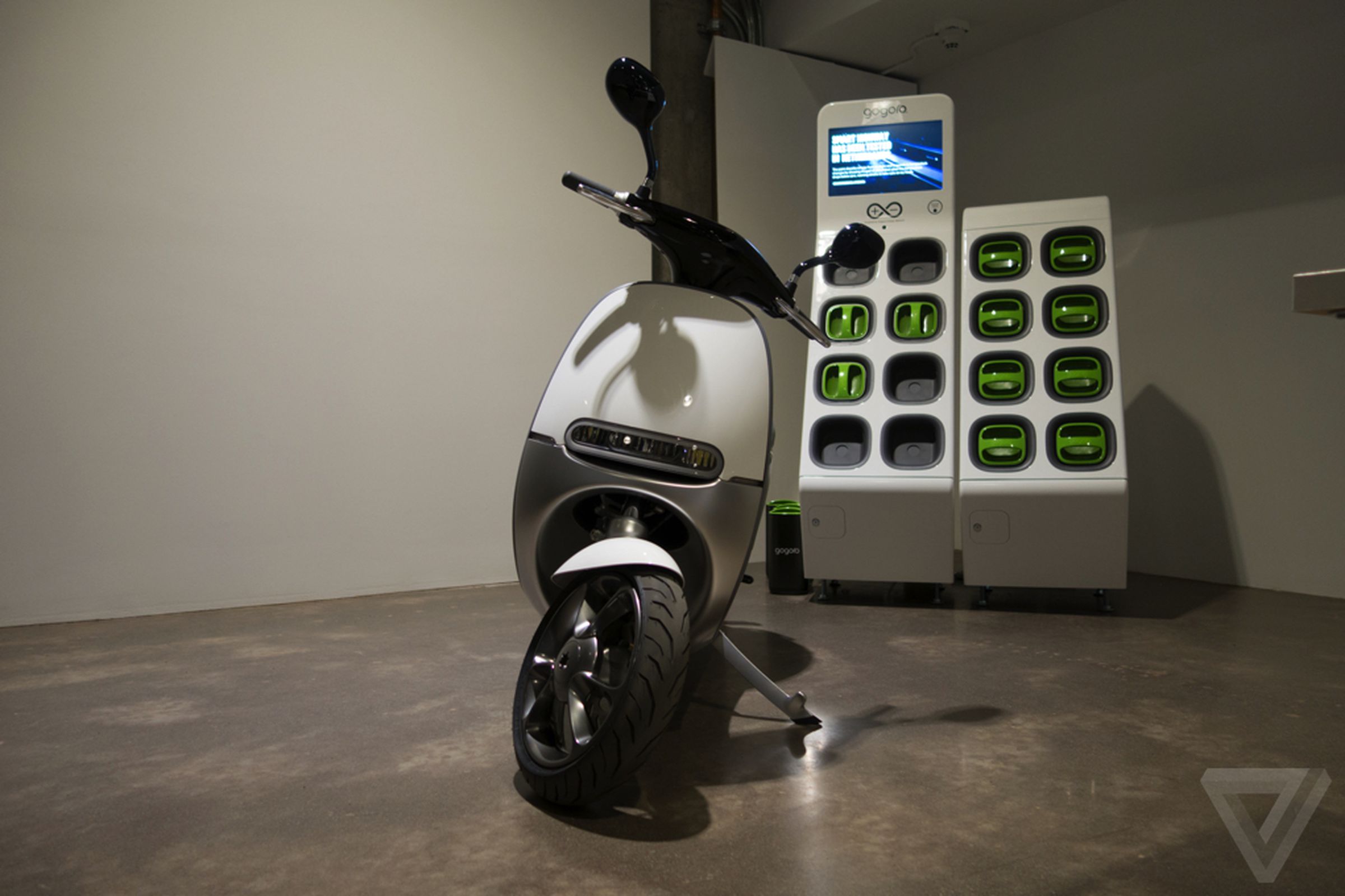 Gogoro’s original scooter and battery swap station before the 2015 unveiling.