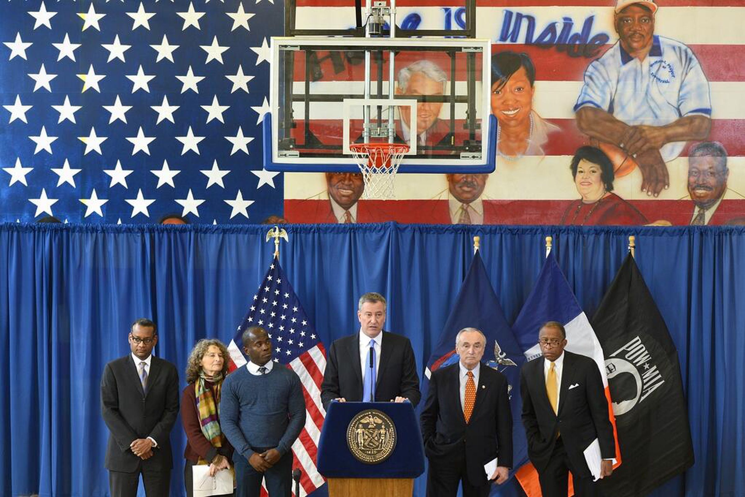 MAYOR's OFFICE: New York Mayor Bill de Blasio annnouncing stop and frisk