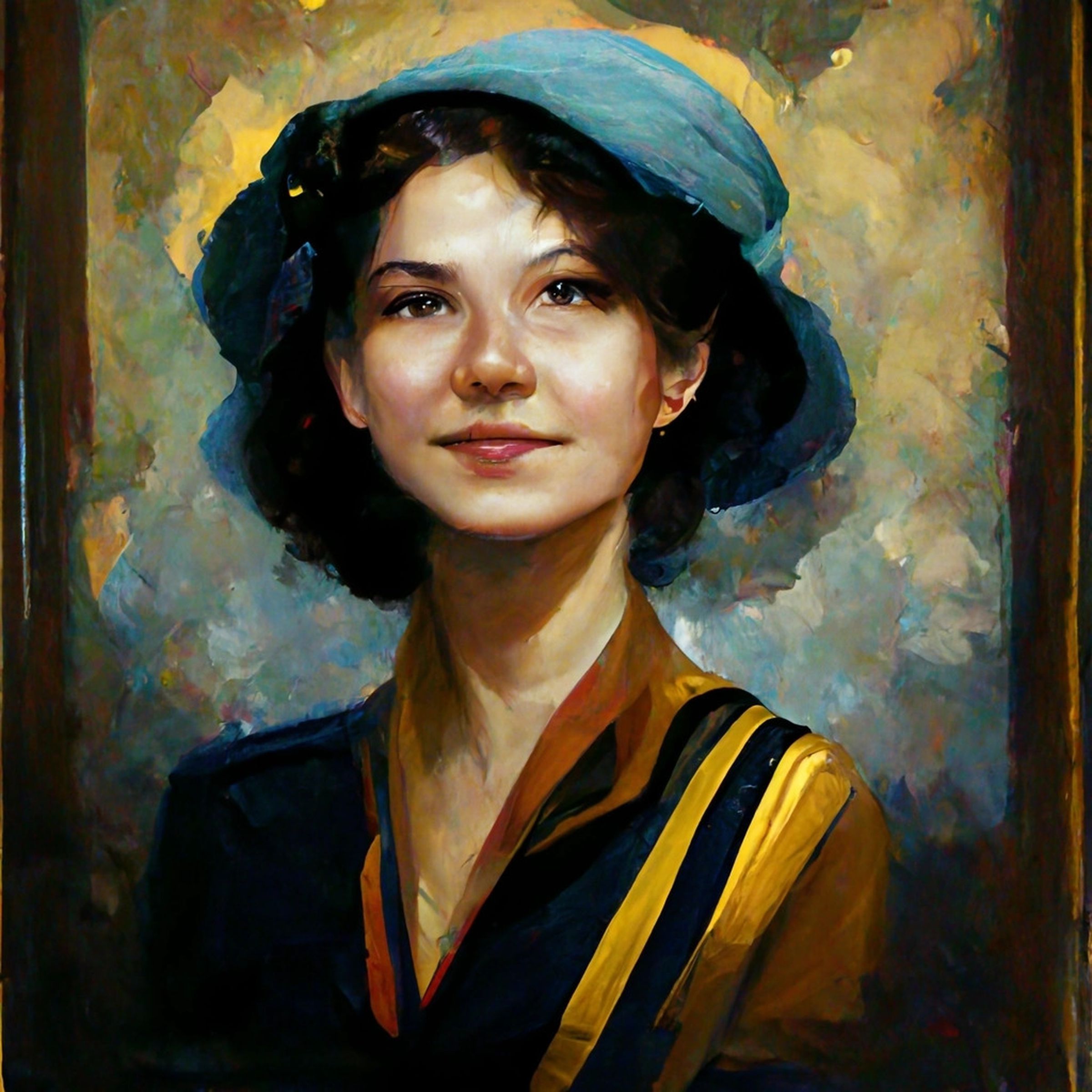 Prompt: “An oil painting portrait of Miss Journey.”