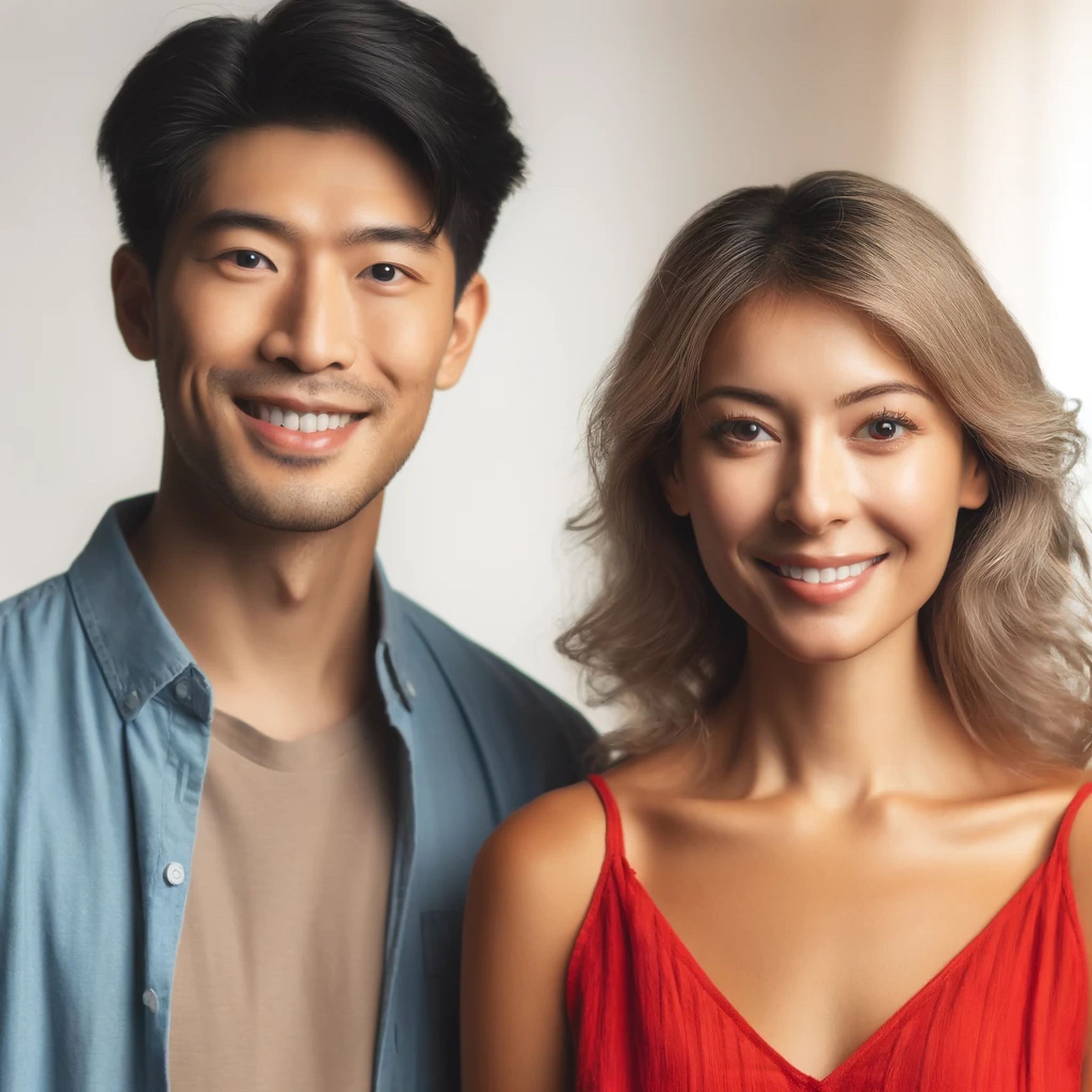 DALL-E 3 image generation of Asian man and white woman