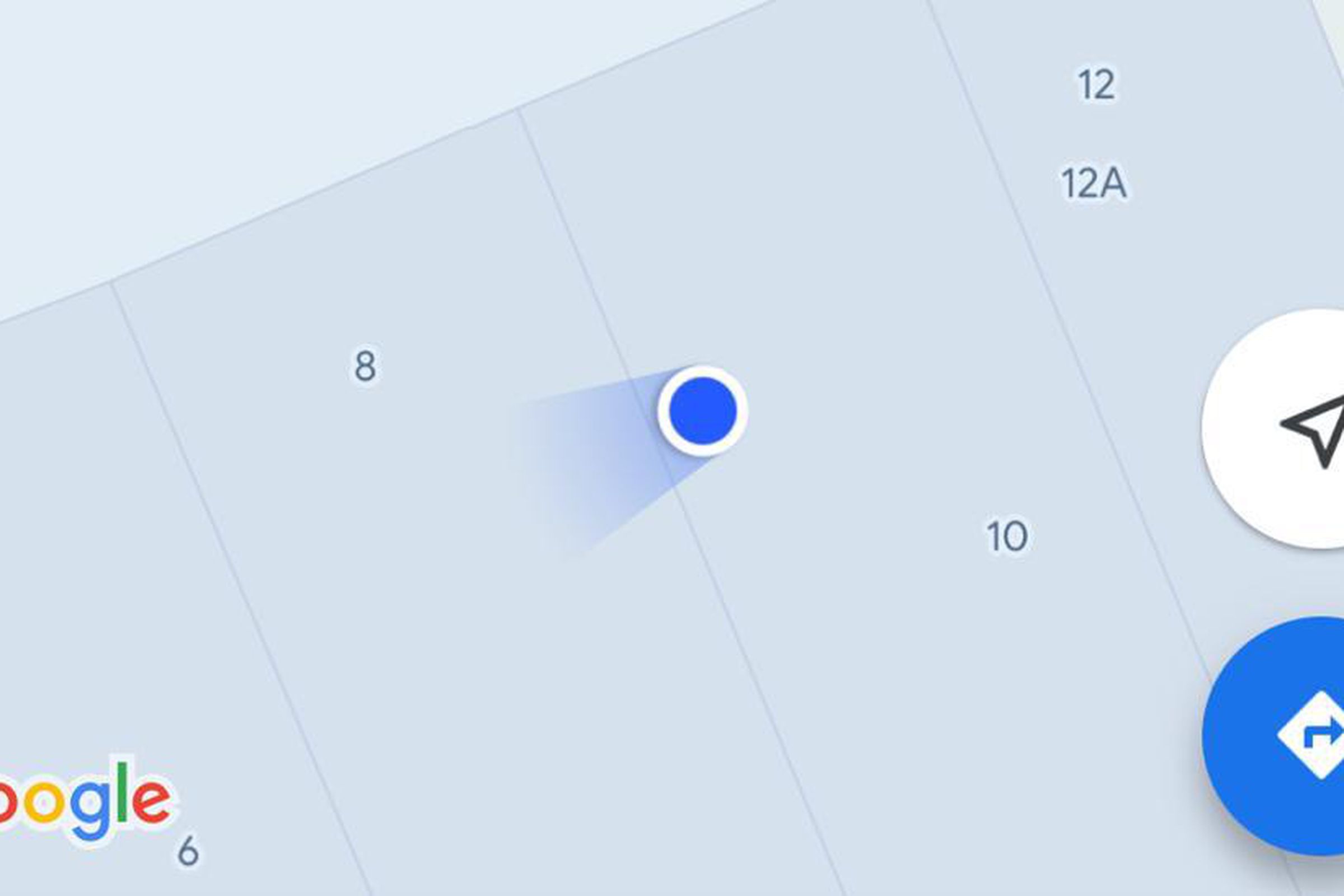 An image of the blue dot Google Maps uses to signify your current location on a map.