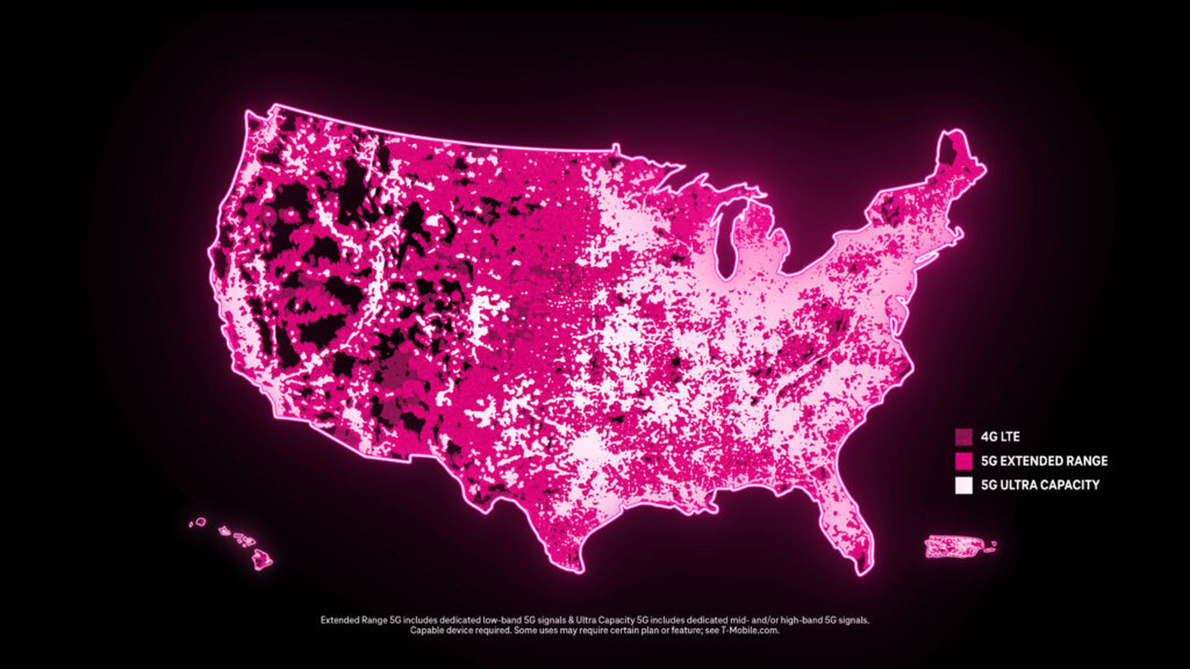An image showing T-Mobile’s coverage in the US